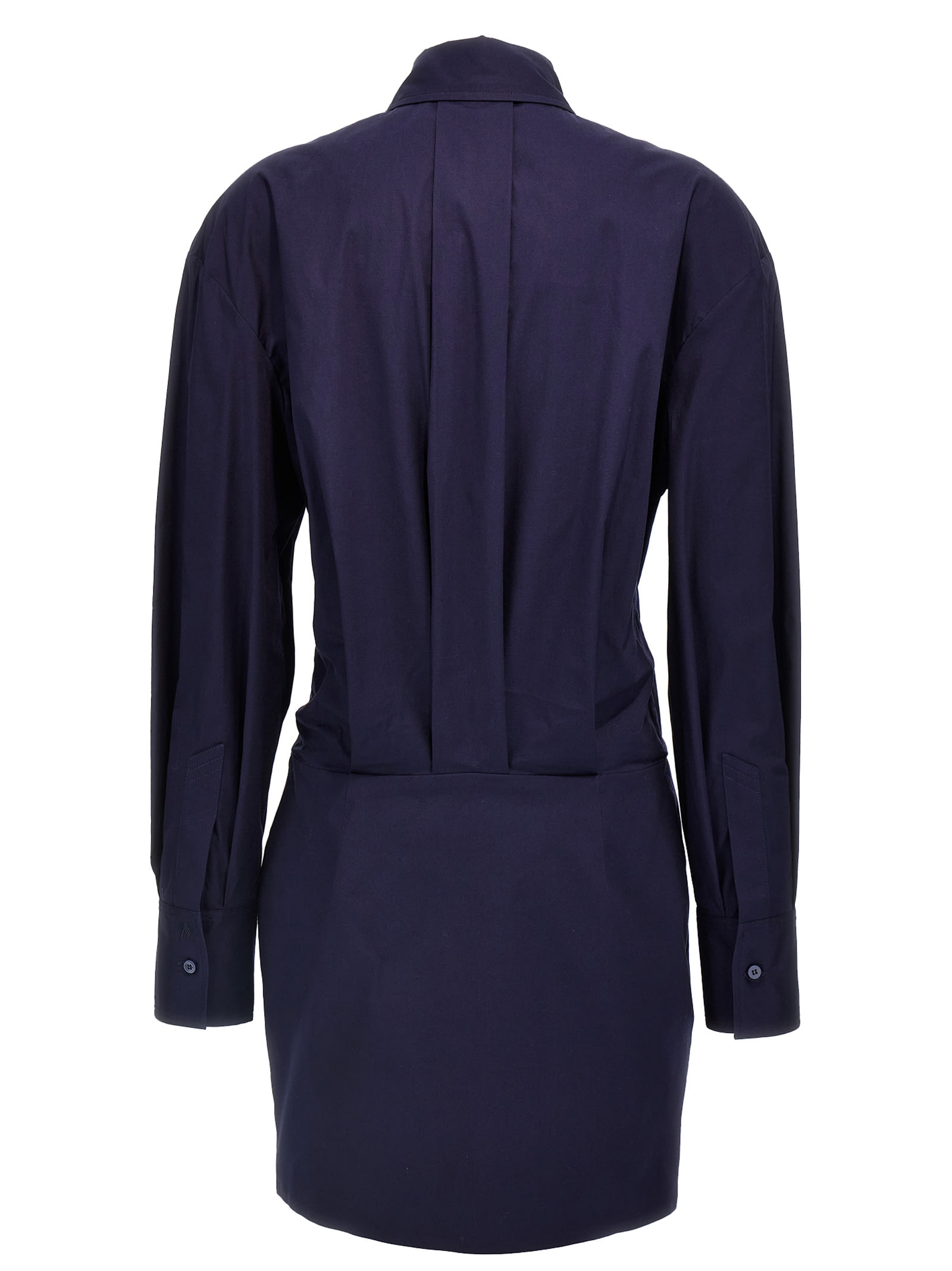 Attico Tailored Mini Chemisier Dress With Button Closure In Blue