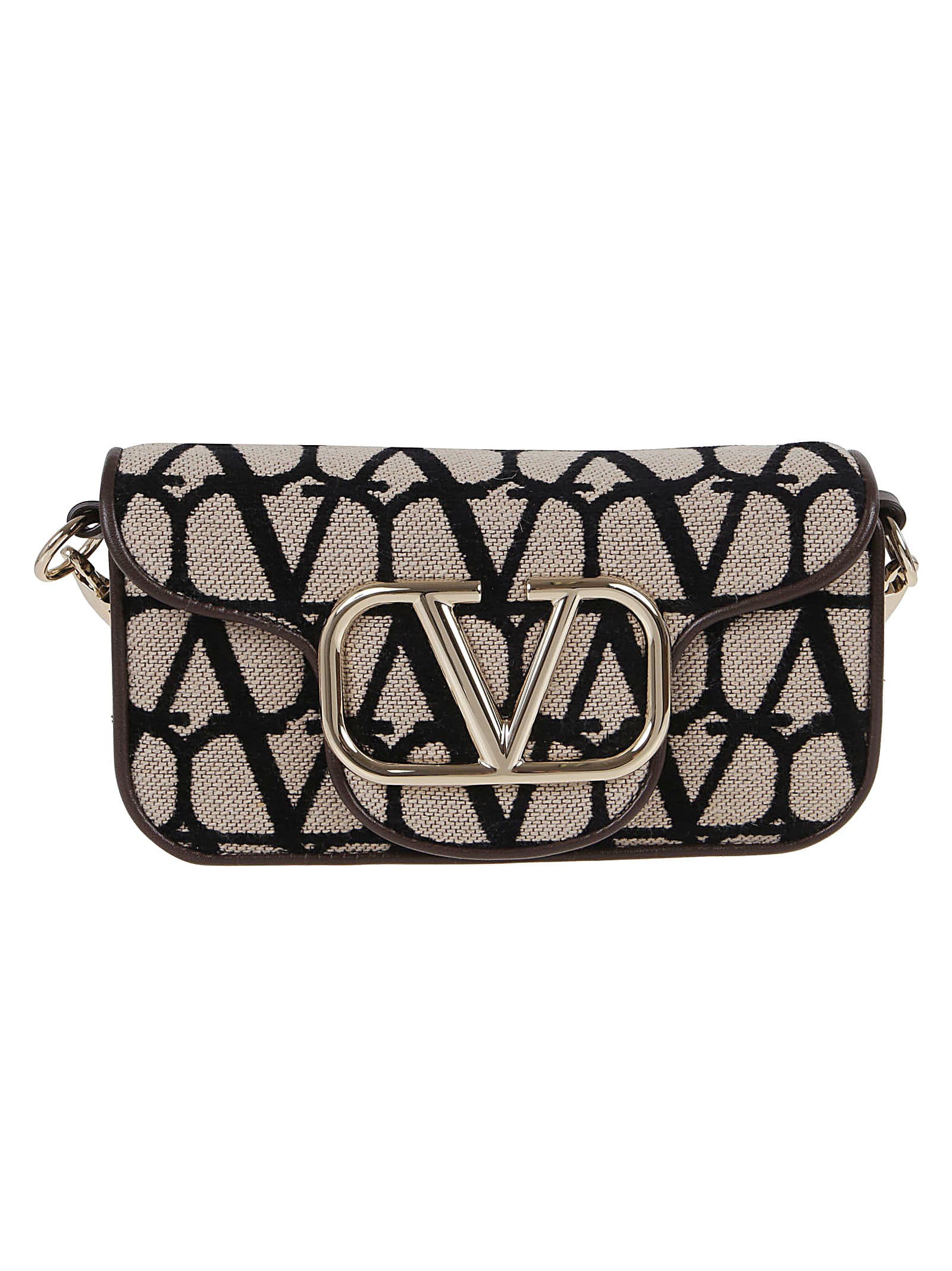 Shop Valentino Small Shoulder Bag Loco` In Zn Naturale Nero Fondant