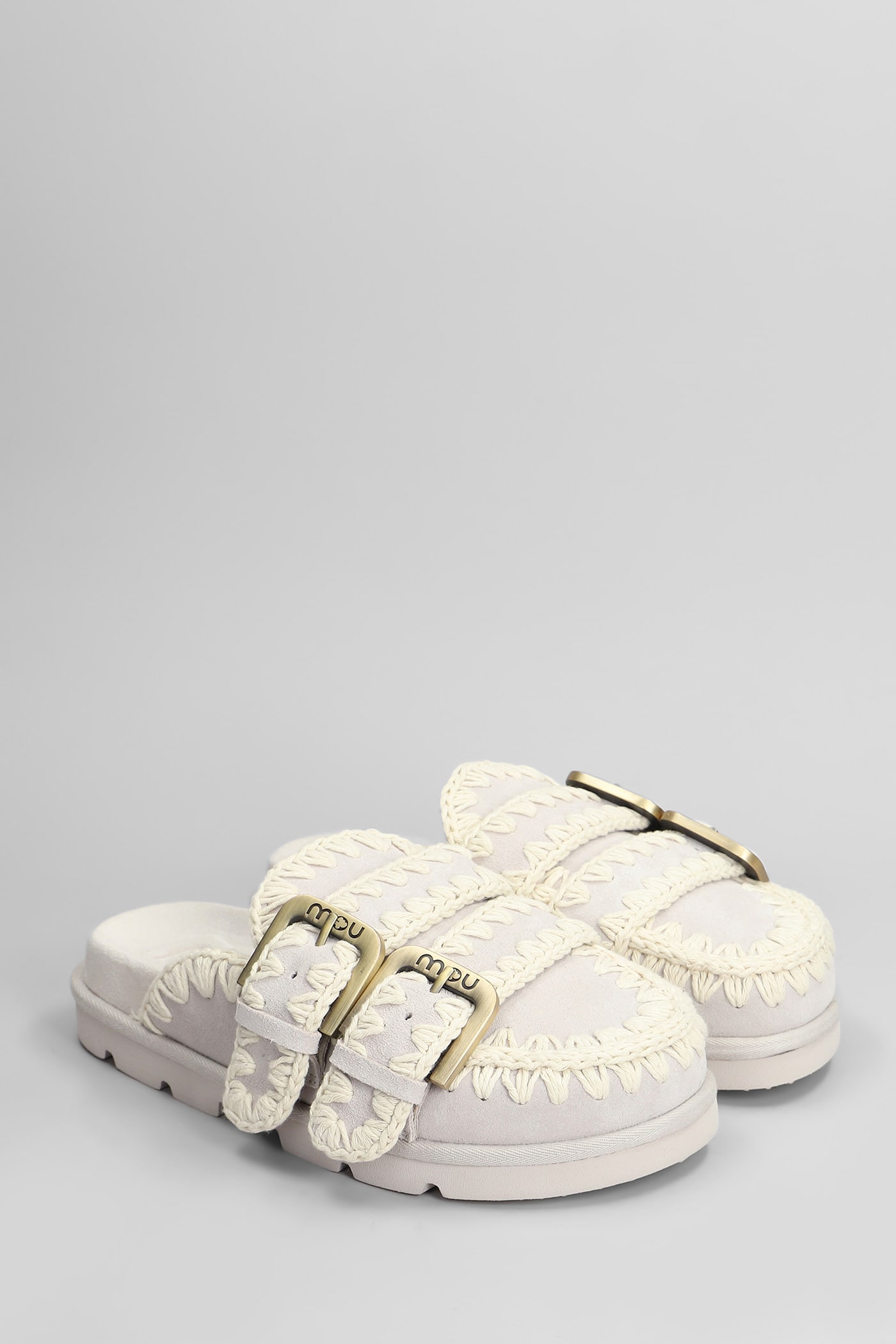 Mou Low Bio Sabot Slipper-mule In Grey Suede In Grey
