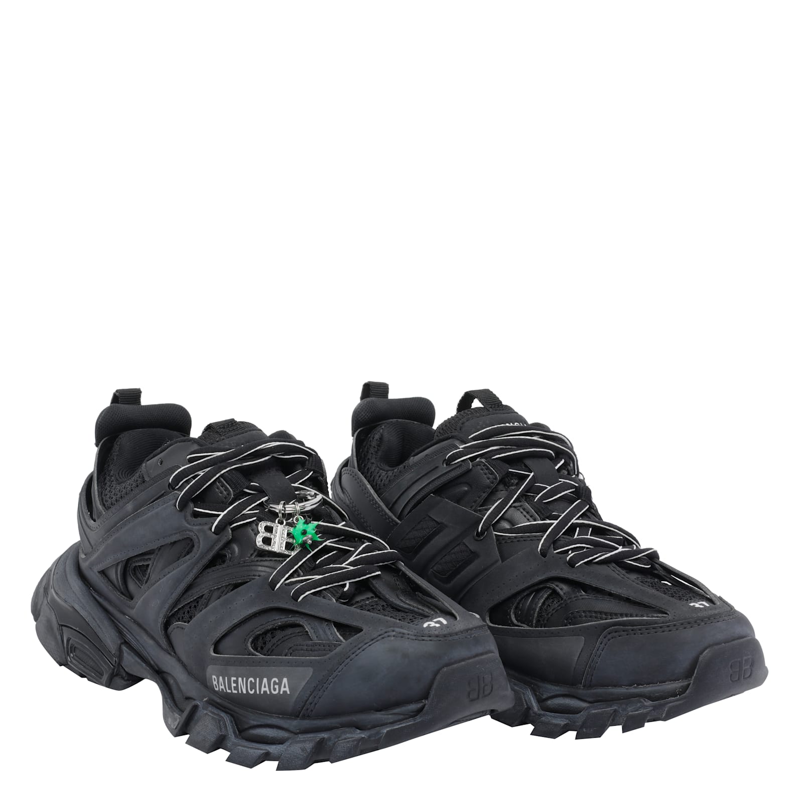 Balenciaga Black Mesh And Rubber Track Sneakers In Black
