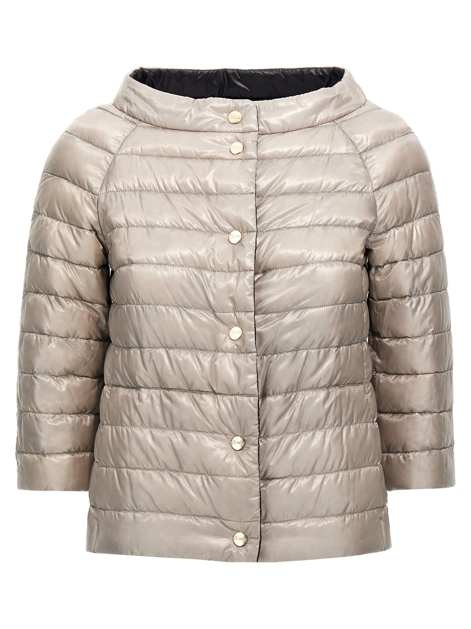 Herno Reversible Hood In Nero/grigio