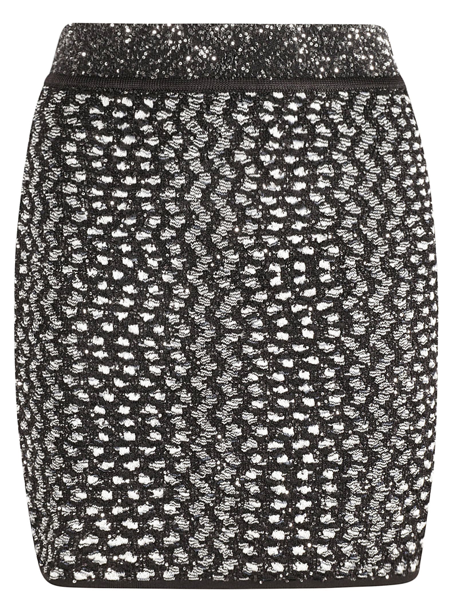 Shop Missoni Zig-zag Pattern Embellished Mini Skirt In White/black