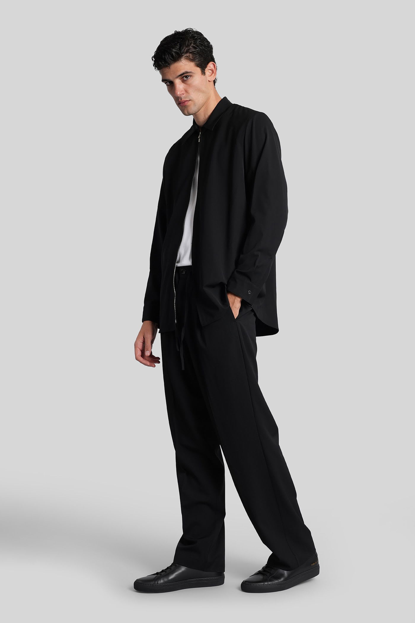 Attachment Pants In Black Wool In Black