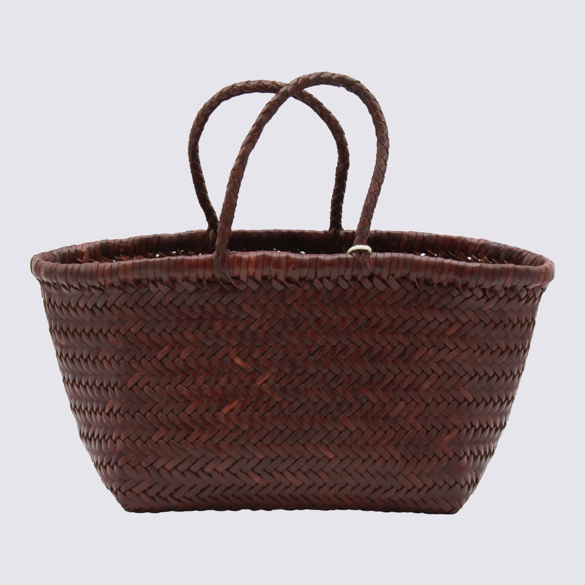 Dragon Diffusion Dark Brown Lather Bamboo Triple Jump Small Totes In Brown