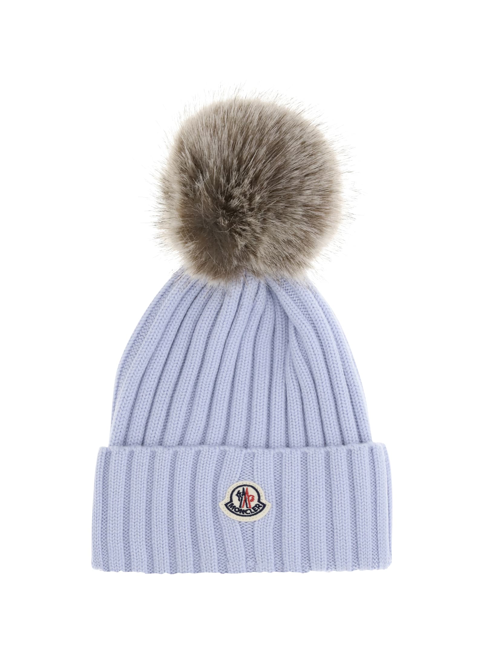 Moncler Ribbed Knit Hat With Fluffy Pom-pom