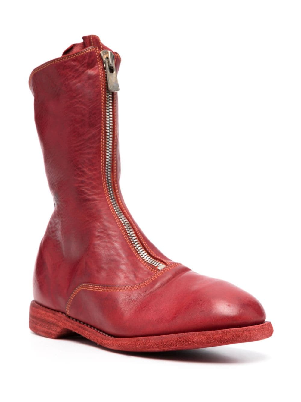 Shop Guidi Front Zip Boots In T Red