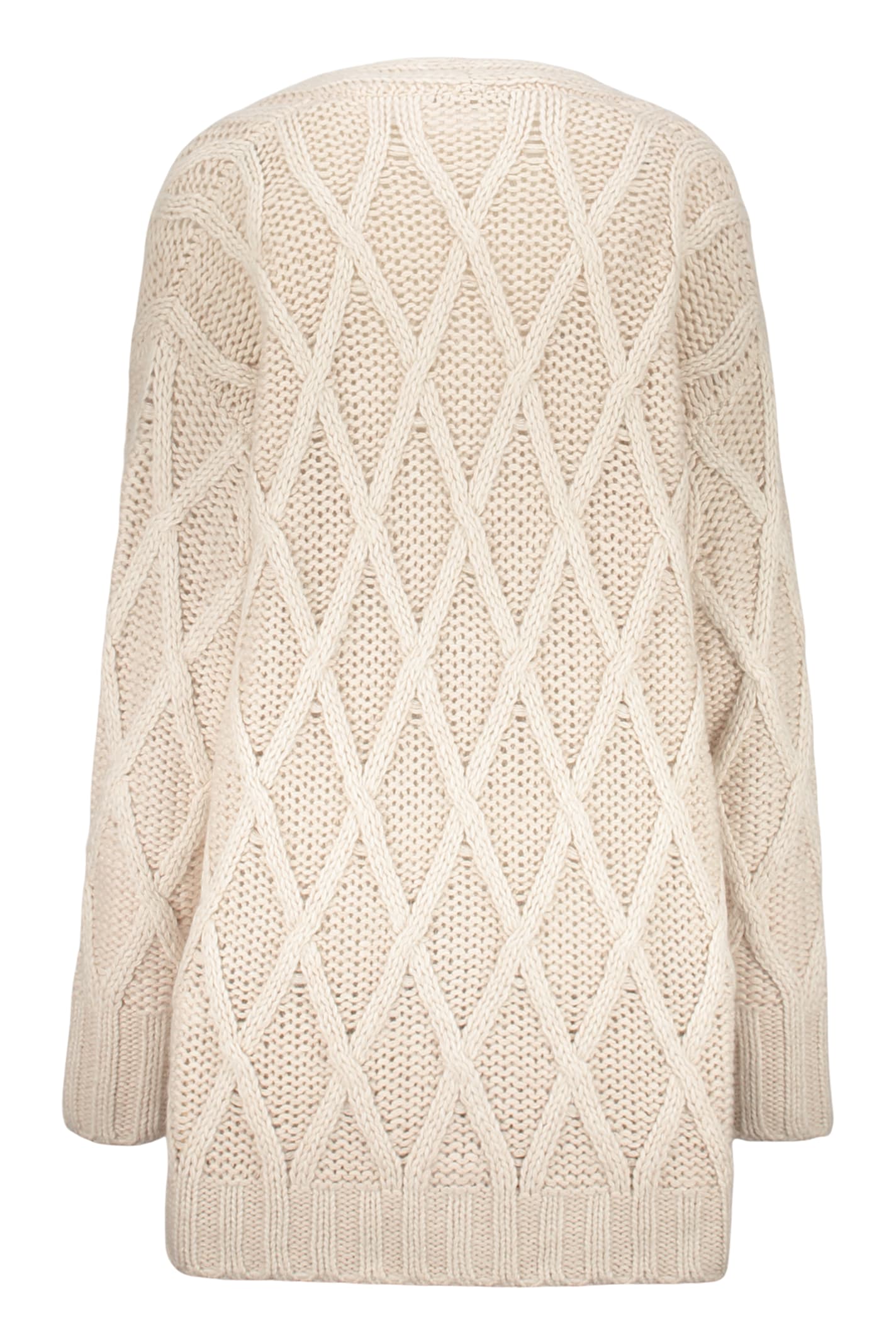 Fabiana Filippi Long White Diamond Cardigan With Single Button In Soia
