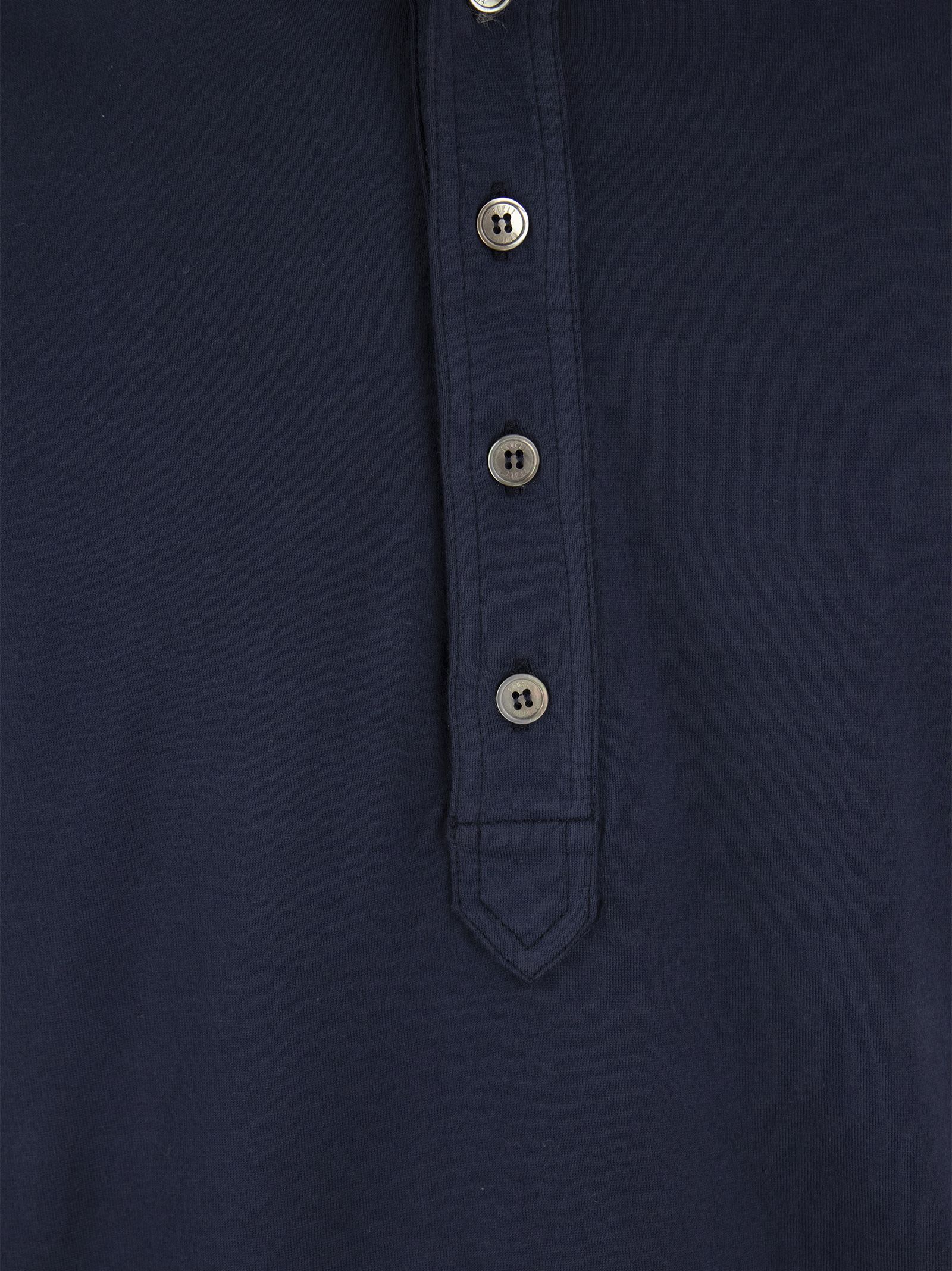Shop Fedeli Five - Long-sleeved Cotton Polo Shirt In Blue