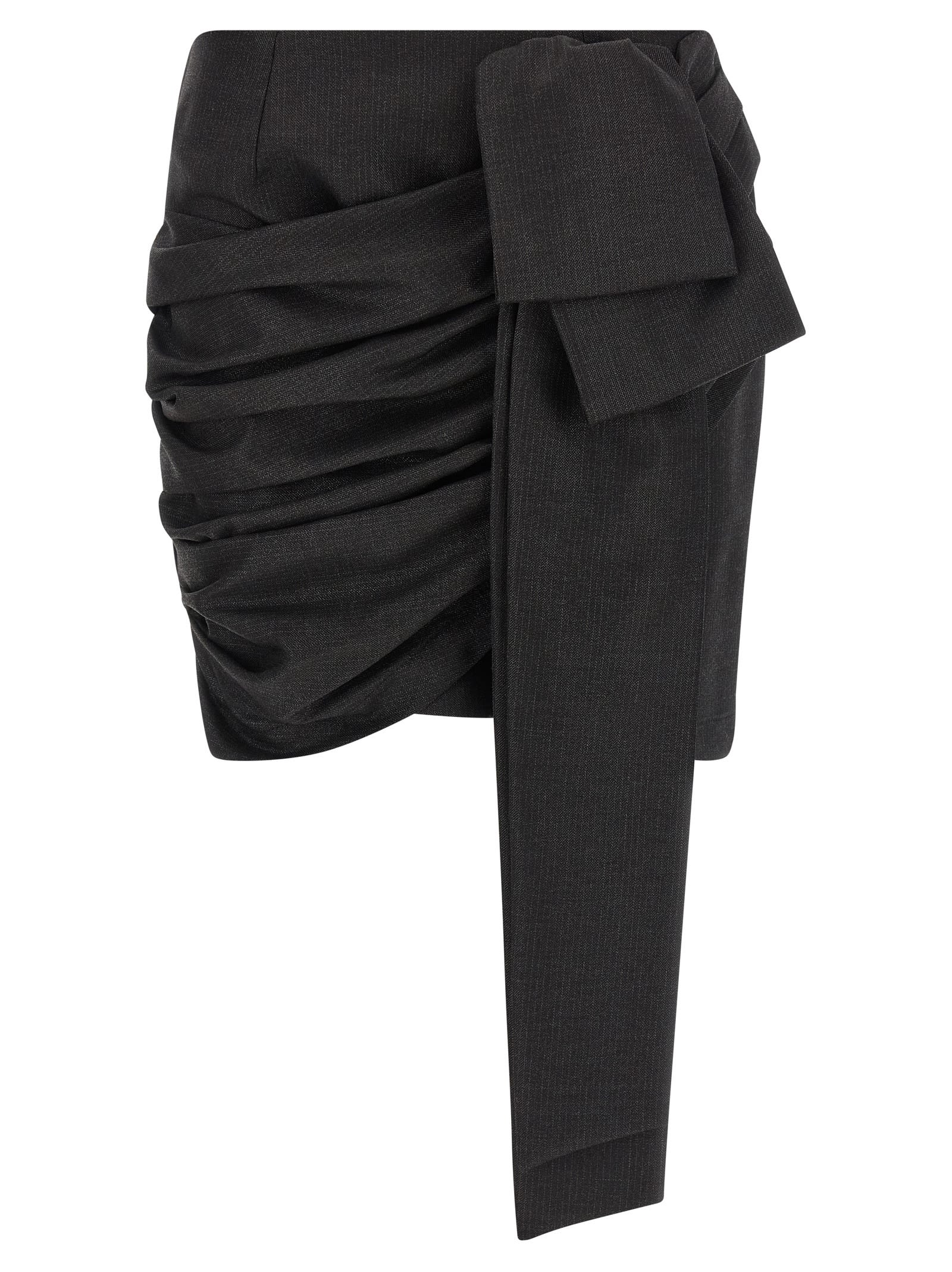 Pinko Asymmetric Hem Skirt Bow Detail In Black