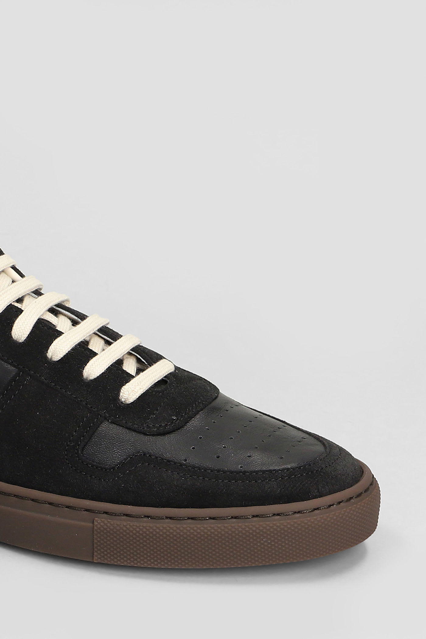 Common Projects Bball Slim Sneakers In Black Suede And Leather In Black