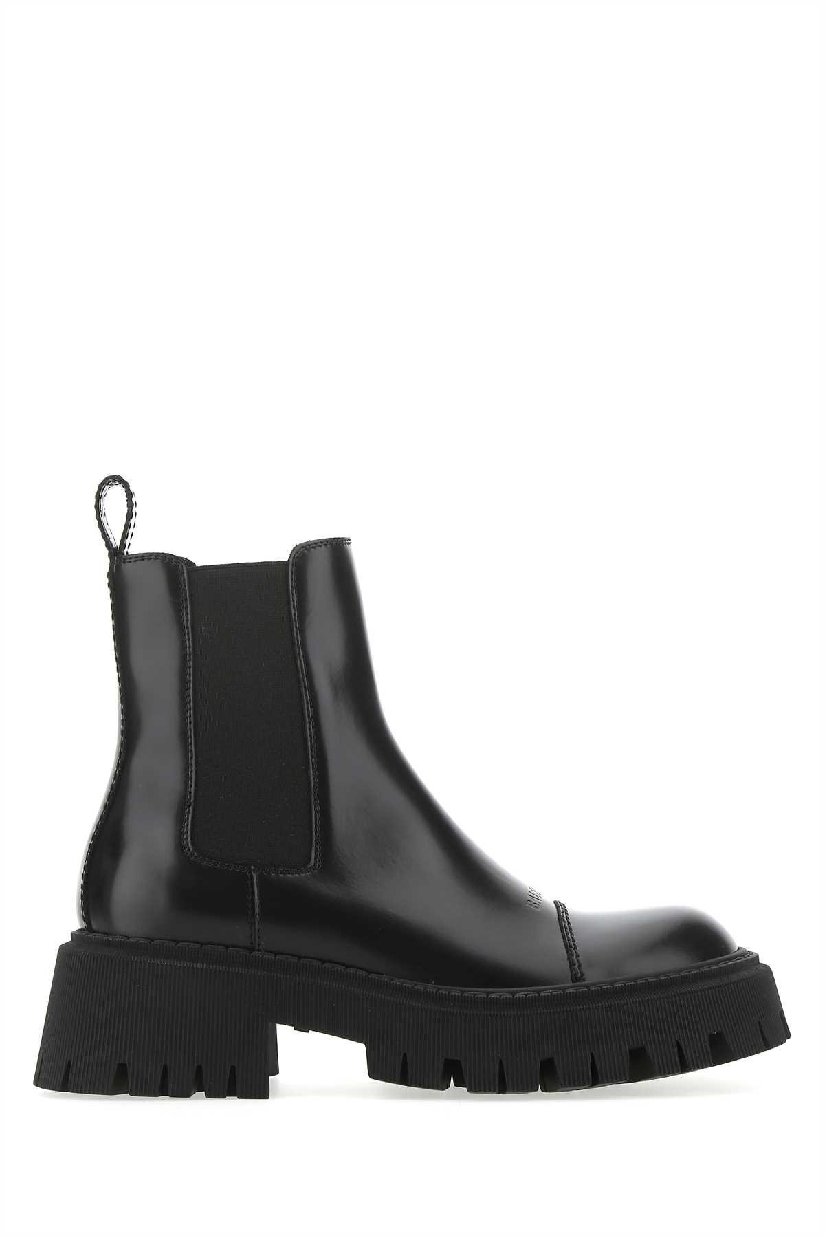Shop Balenciaga Black Leather Tractor Ankle Boots