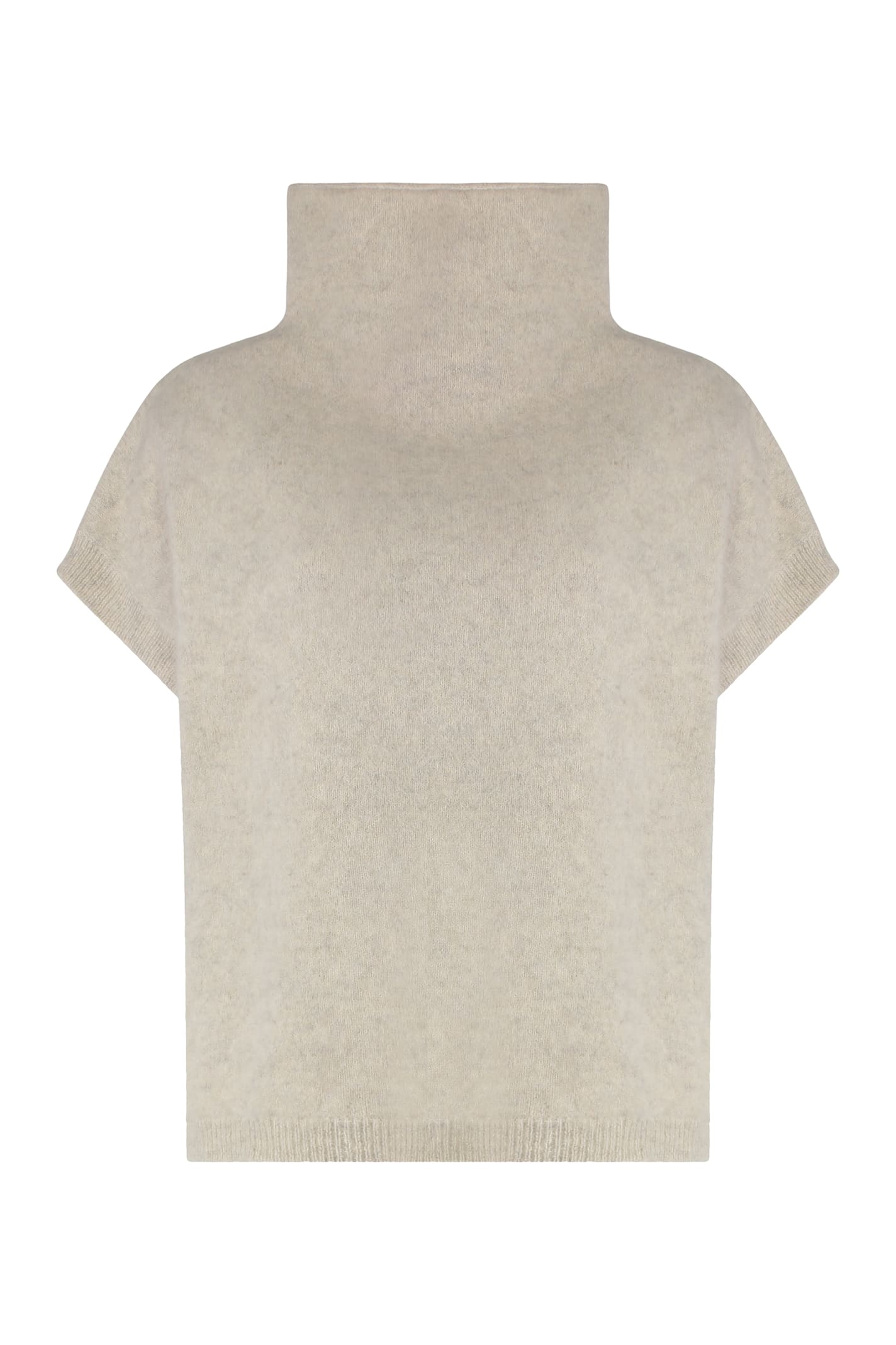 P.a.r.o.s.h Parosh High-neck Raccoon Sweater With Ribbed Trim In Gold