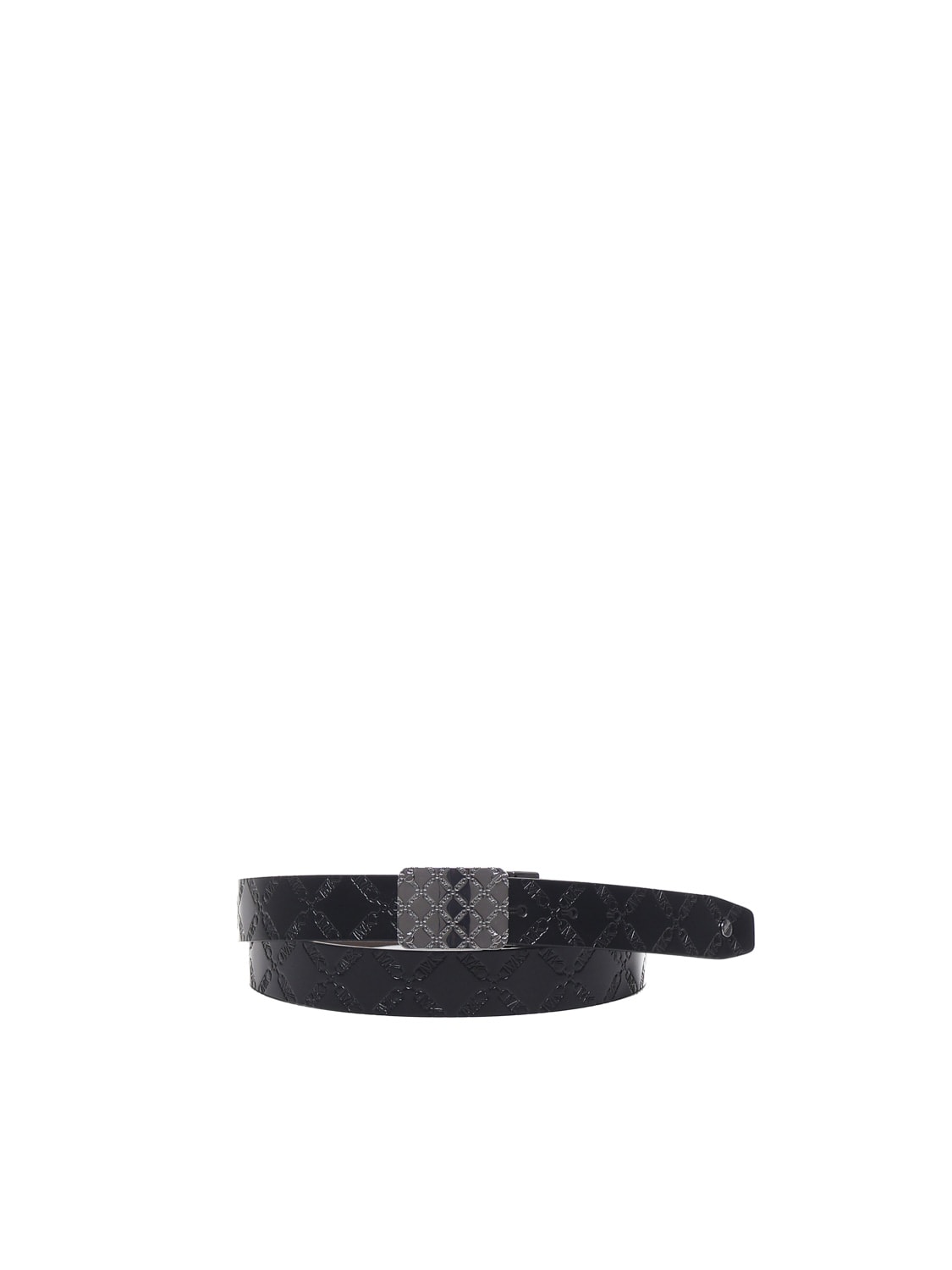 Shop Michael Michael Kors Reversible Empire Logo Embossed Leather Belt In Black