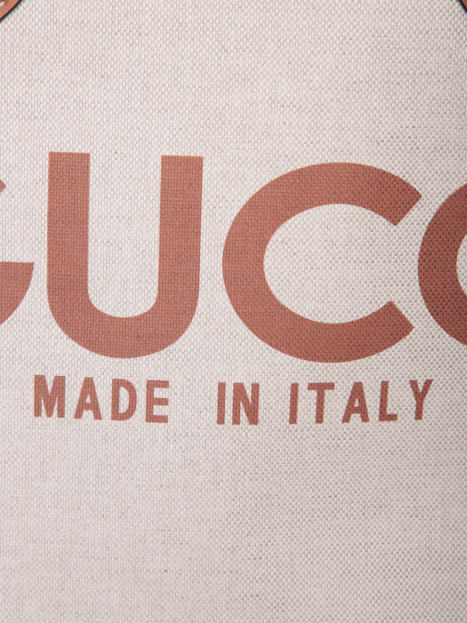 Shop Gucci Macro Logo M Beige Bag In White
