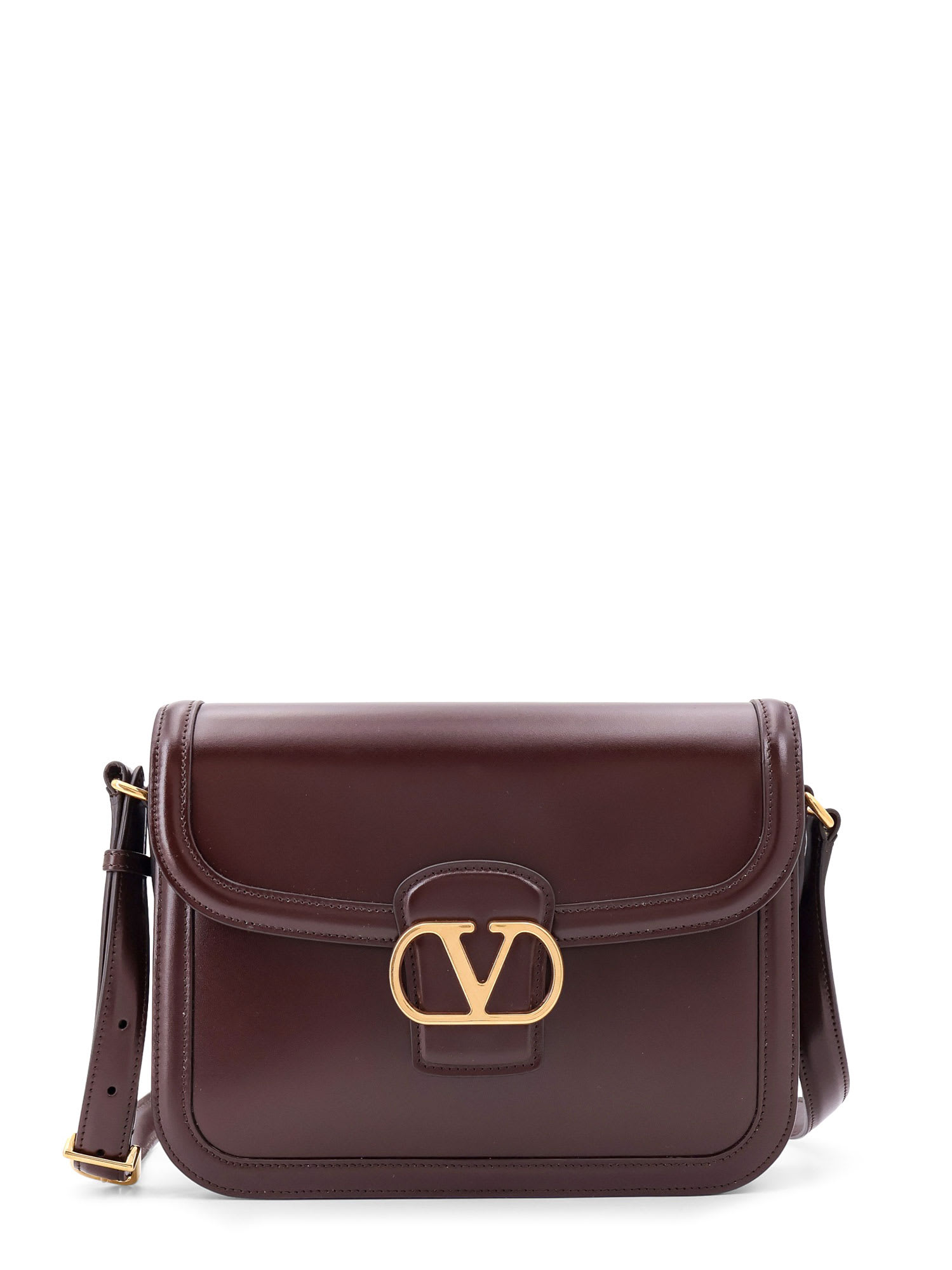 Valentino Garavani 9to5 Leather Shoulder Bag With Vlogo Signature Closure In Brown