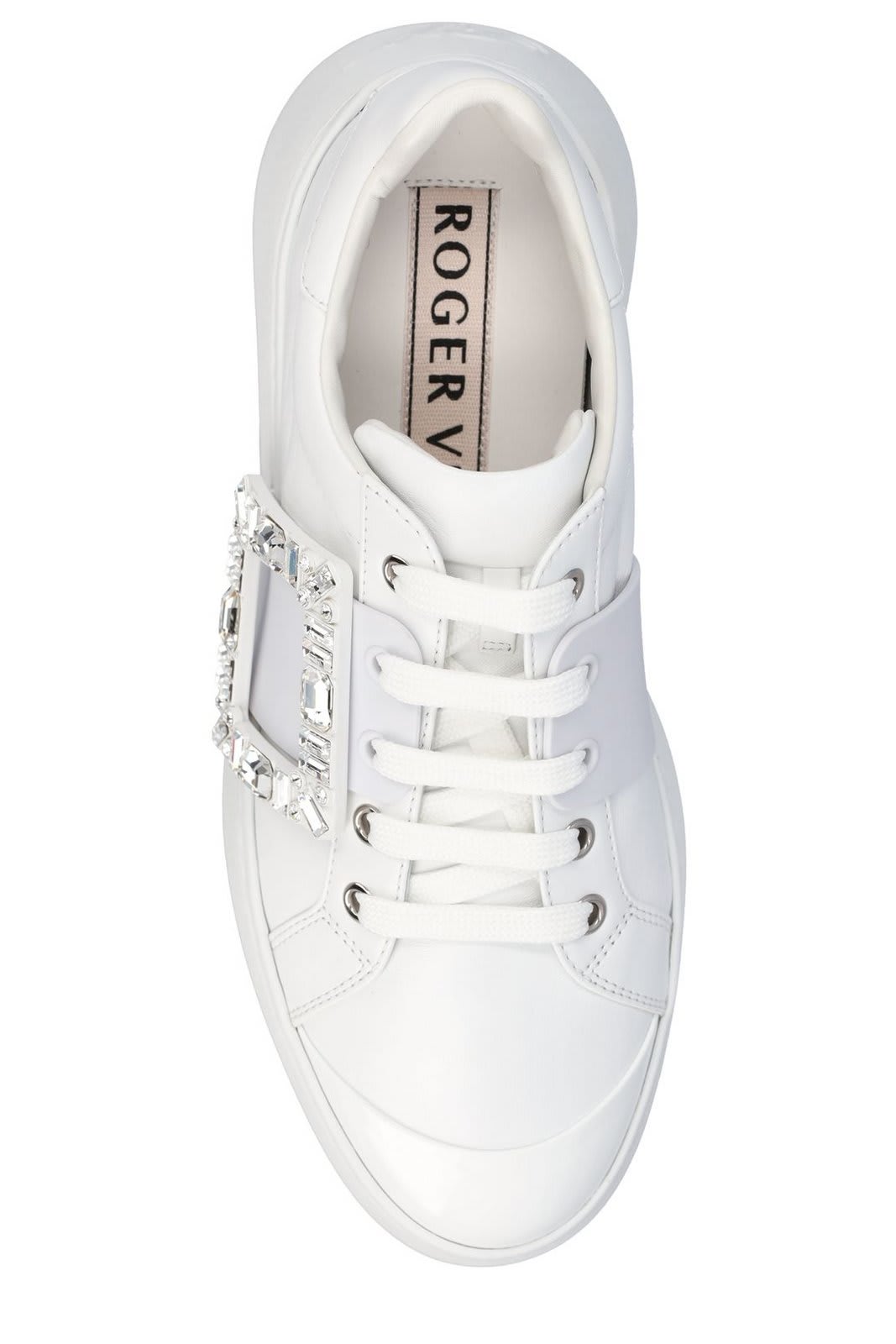 Roger Vivier Viv Skate Embellished Sneakers In White