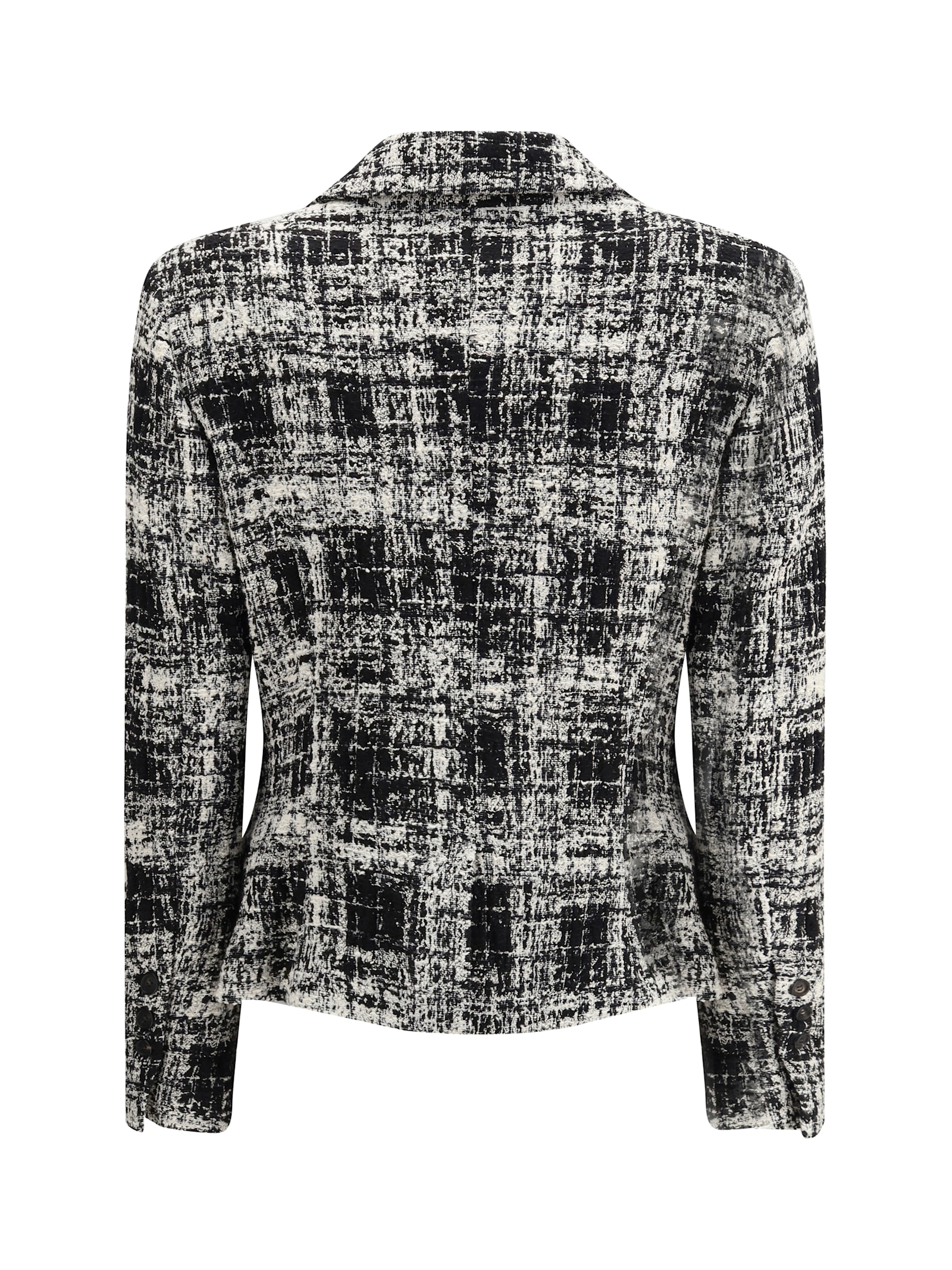 Sara Roka Abstract-check Button Jacket In Black