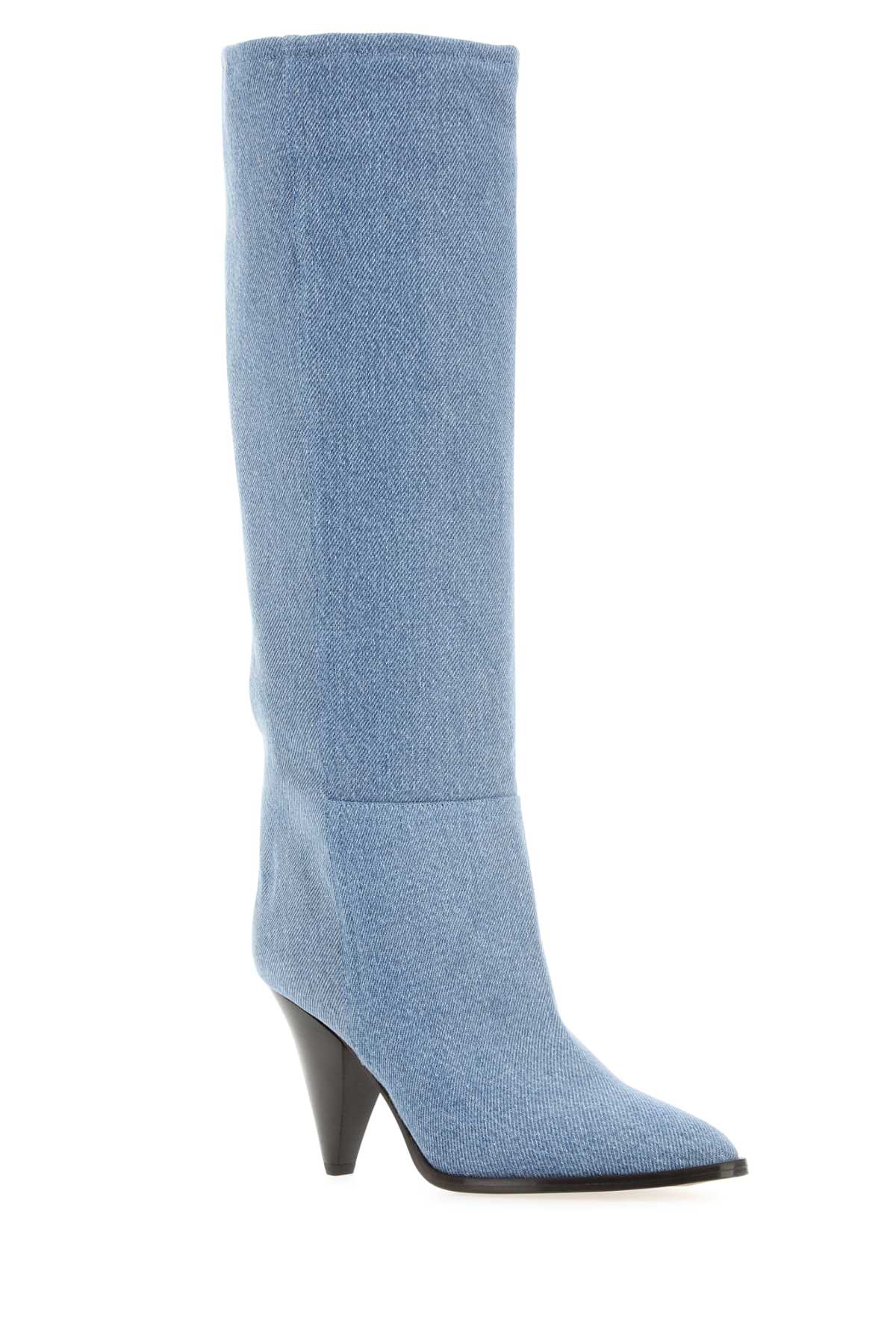 Shop Isabel Marant Denim Slouchy B Boots In Blue