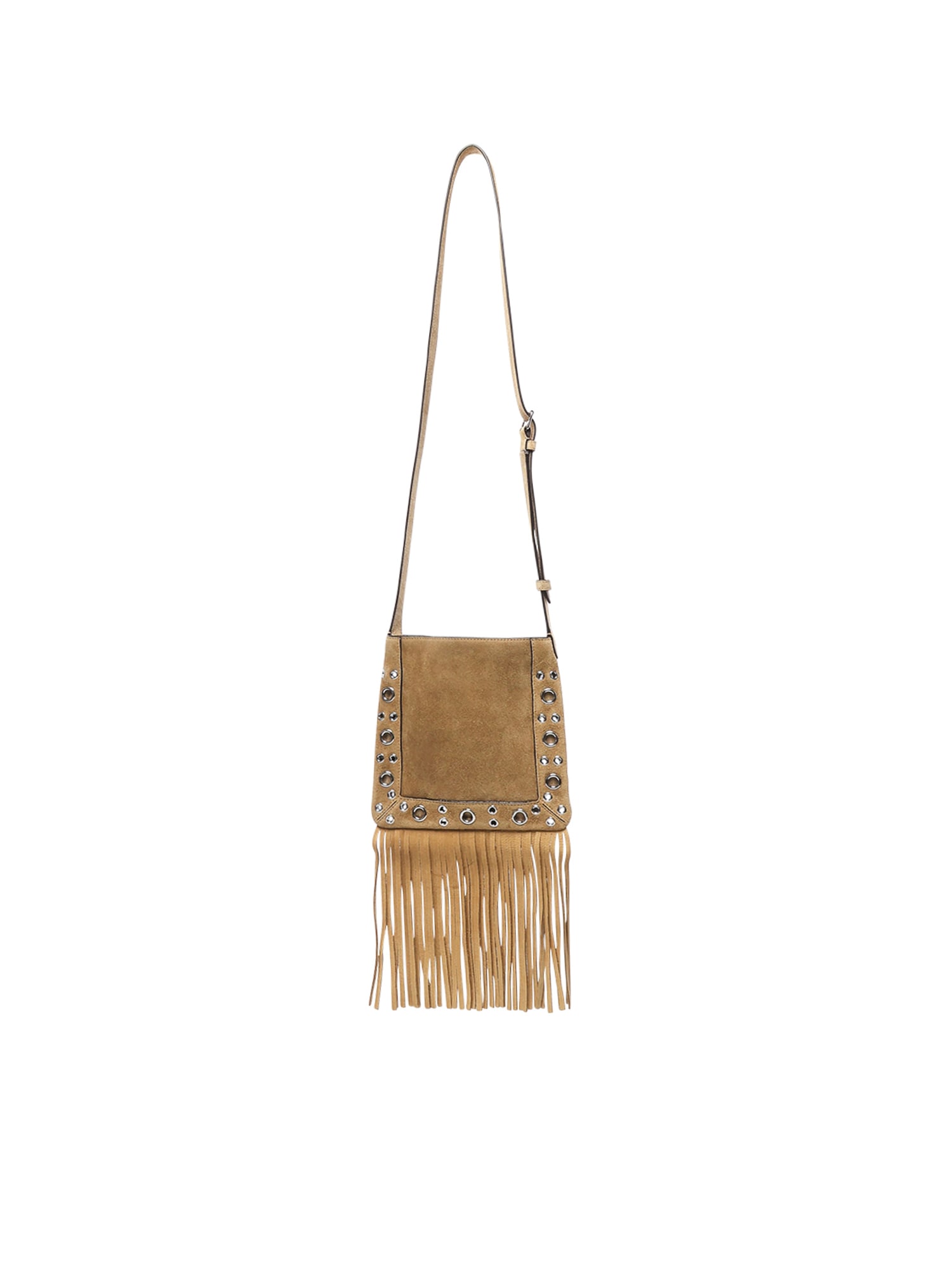 Valentino Nellcôte Vlogo Suede Bag With Studs In Brown