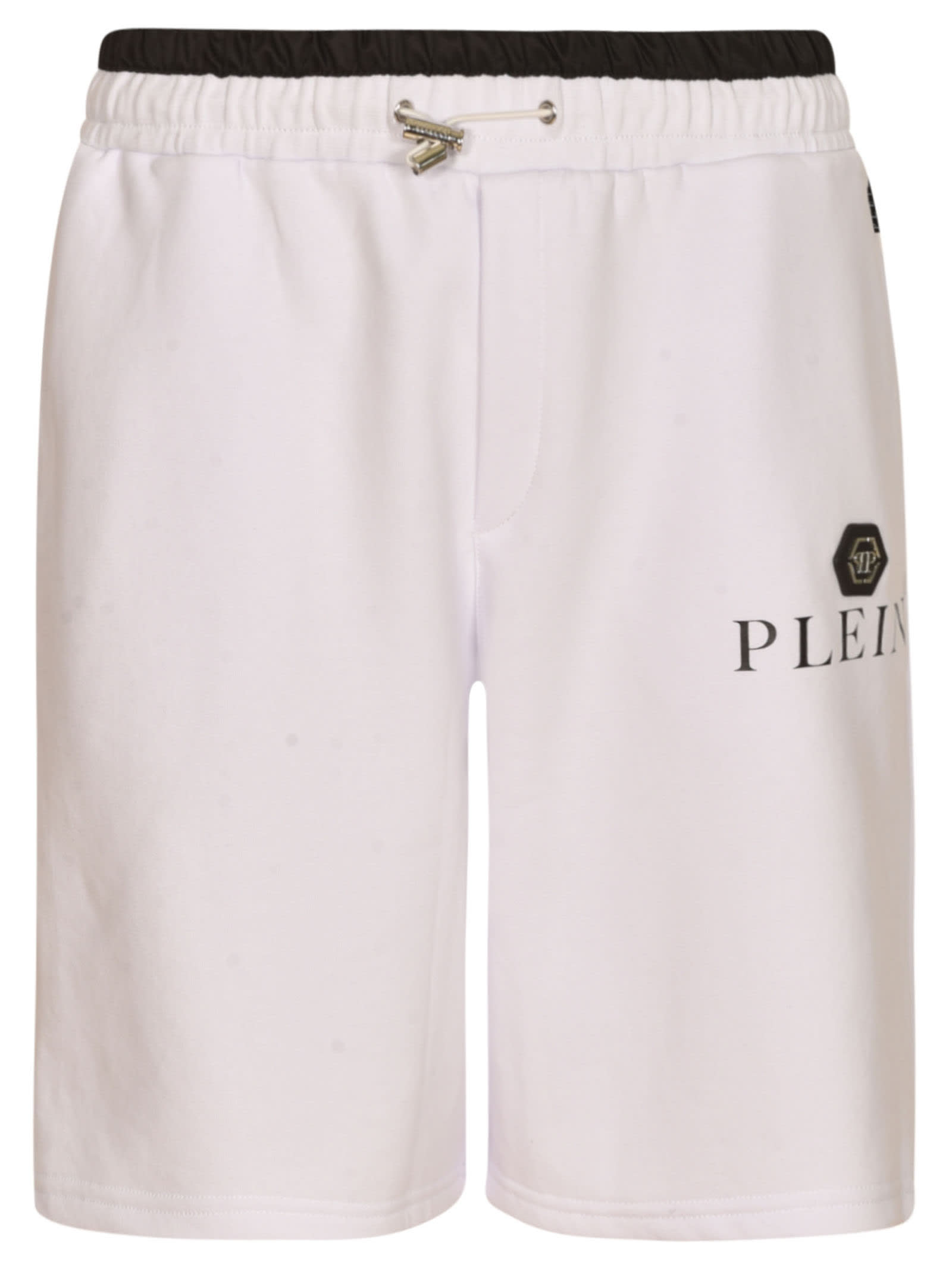 Shop Philipp Plein Jogging Hexagon Shorts In Bianco