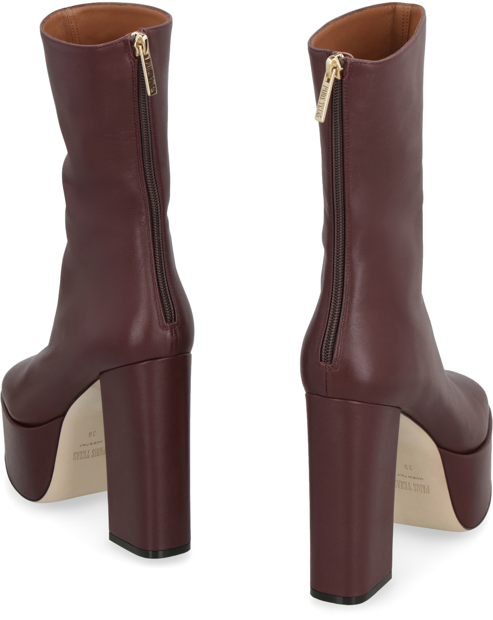 Shop Paris Texas Lexy Leather Ankle Boots In Burgundy
