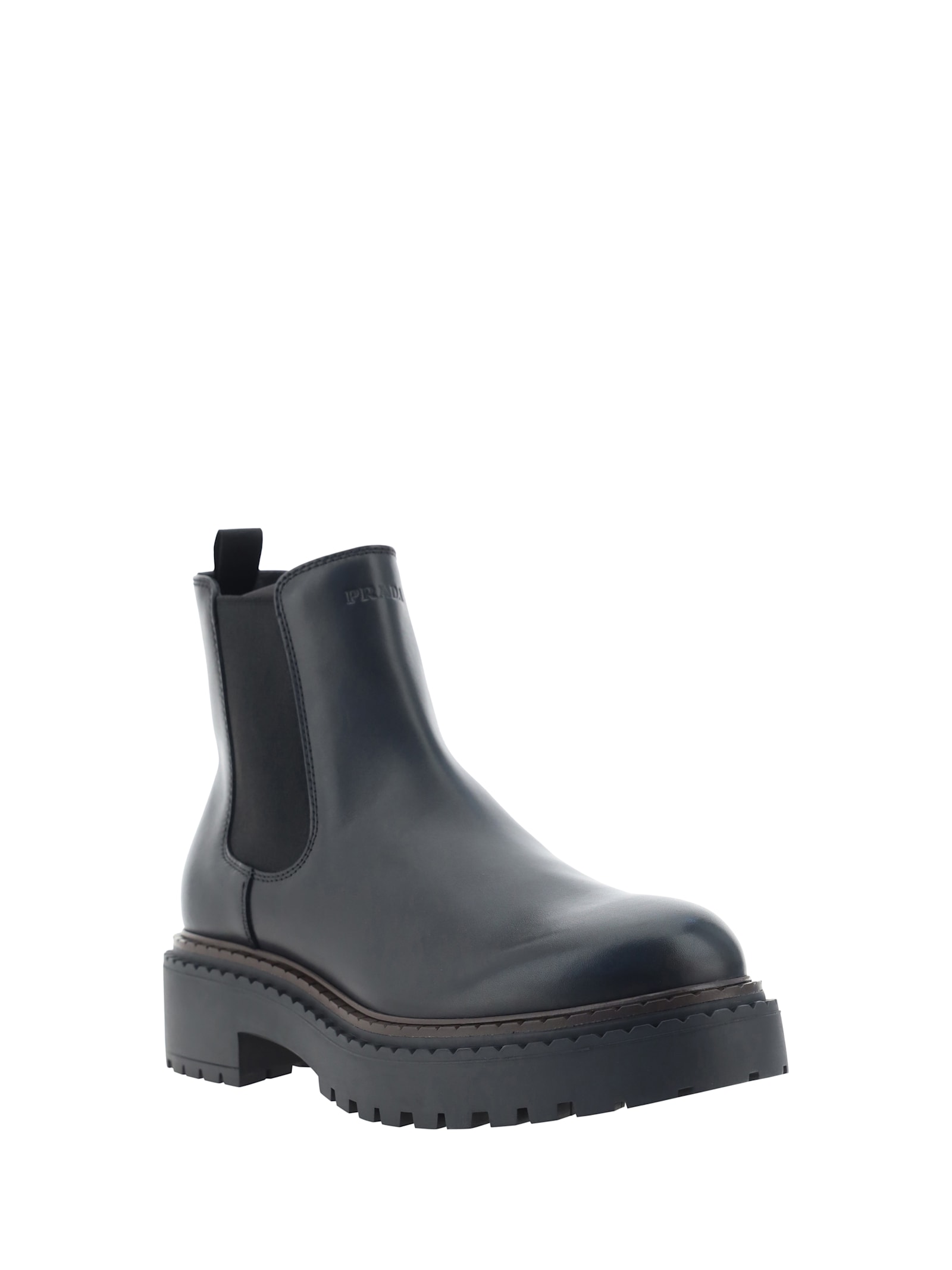 Shop Prada Ankle Boots In Nero