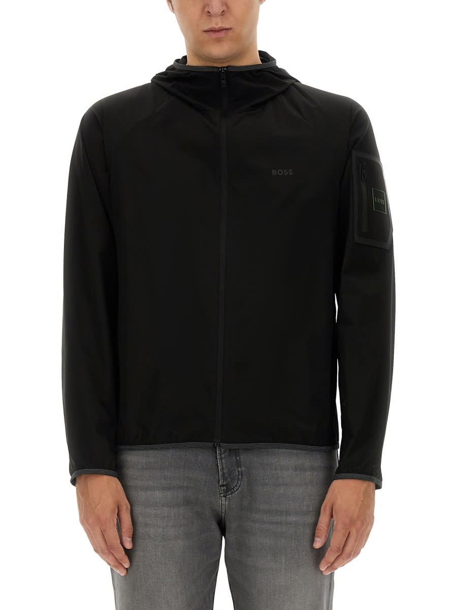 Shop Hugo Boss Jacket With Logo In Black