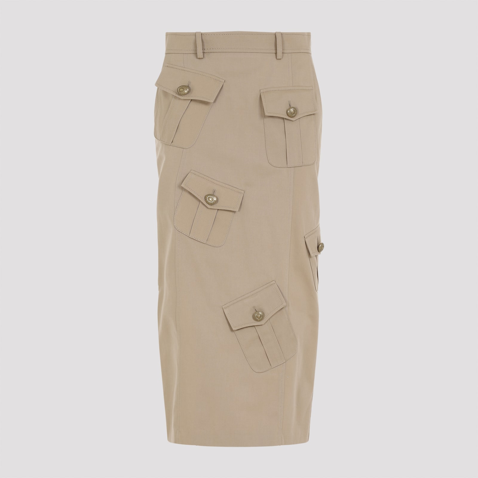 Shop Moschino Pencil Skirt In Beige