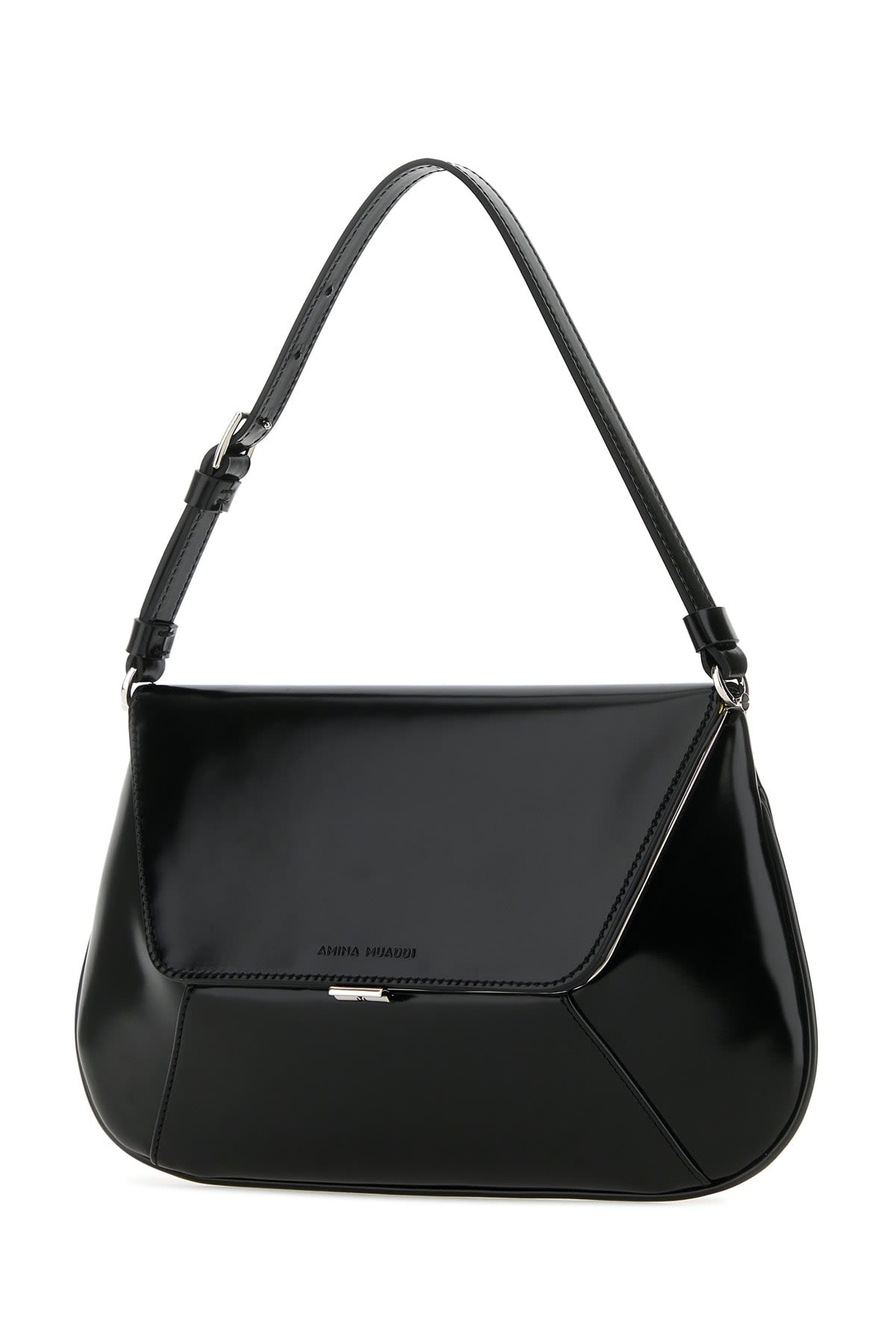 Amina Muaddi Ami Spazzolato Black Silver Hardwa In Blacksilver