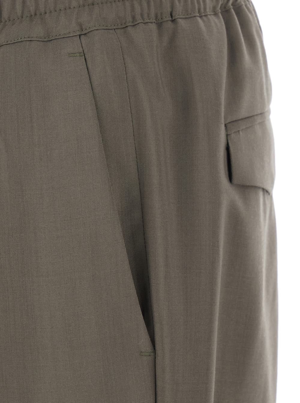 Low Brand Green Pants With Elastic Waist And Patch Pockets On The Back In Green