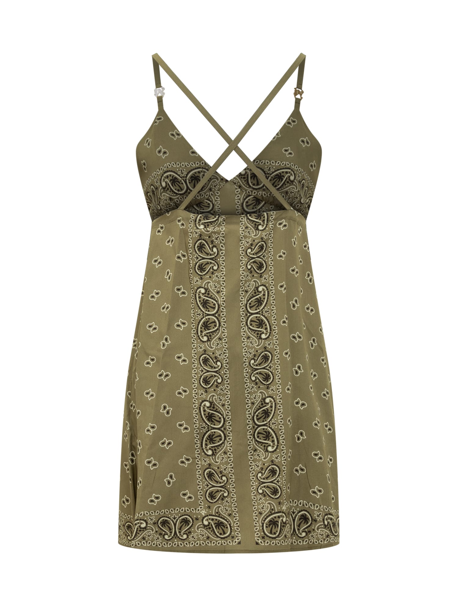 Shop Palm Angels Dress With Paisley Pattern In Military