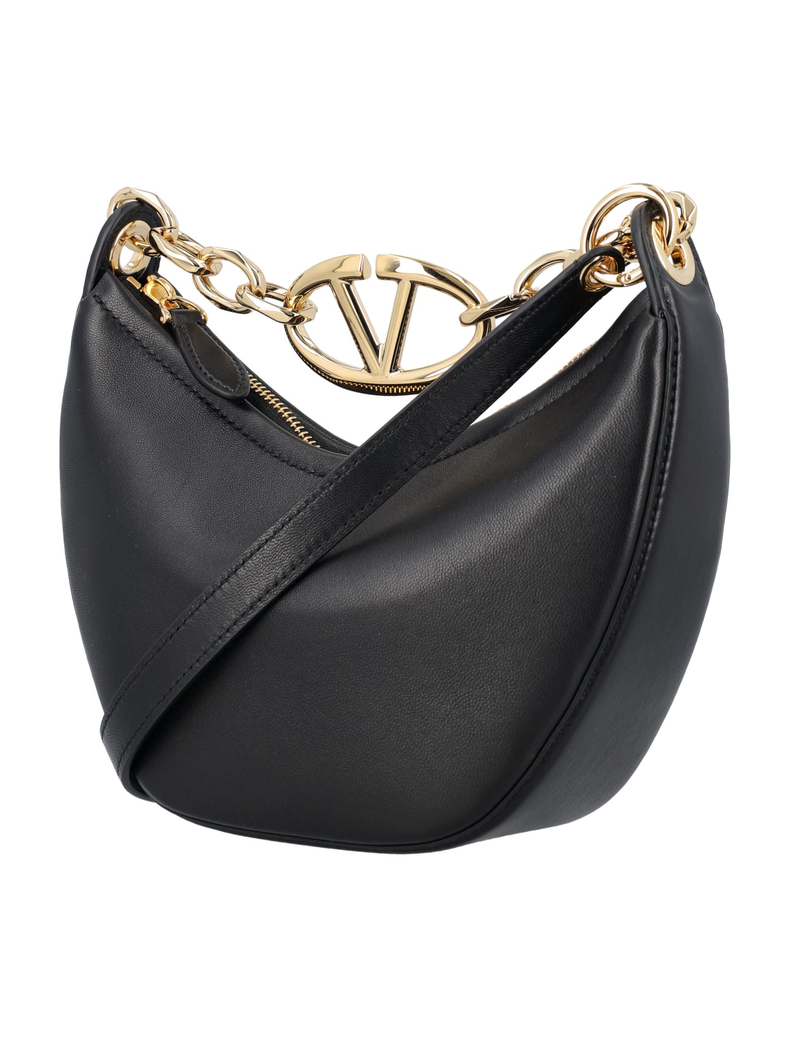 Shop Valentino Mini Vlogo Moon Bag In Black