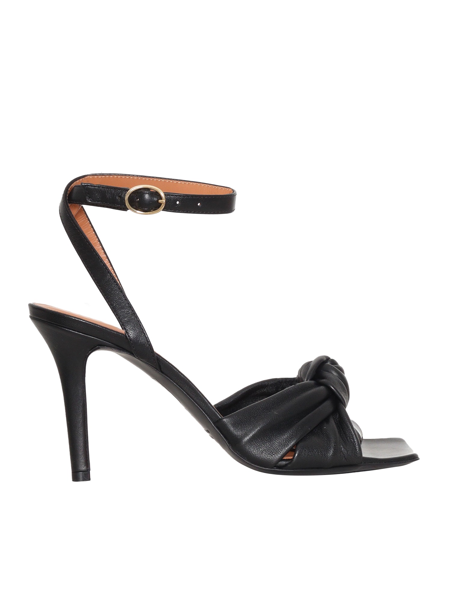 Shop Via Roma 15 Black Leather Sandals