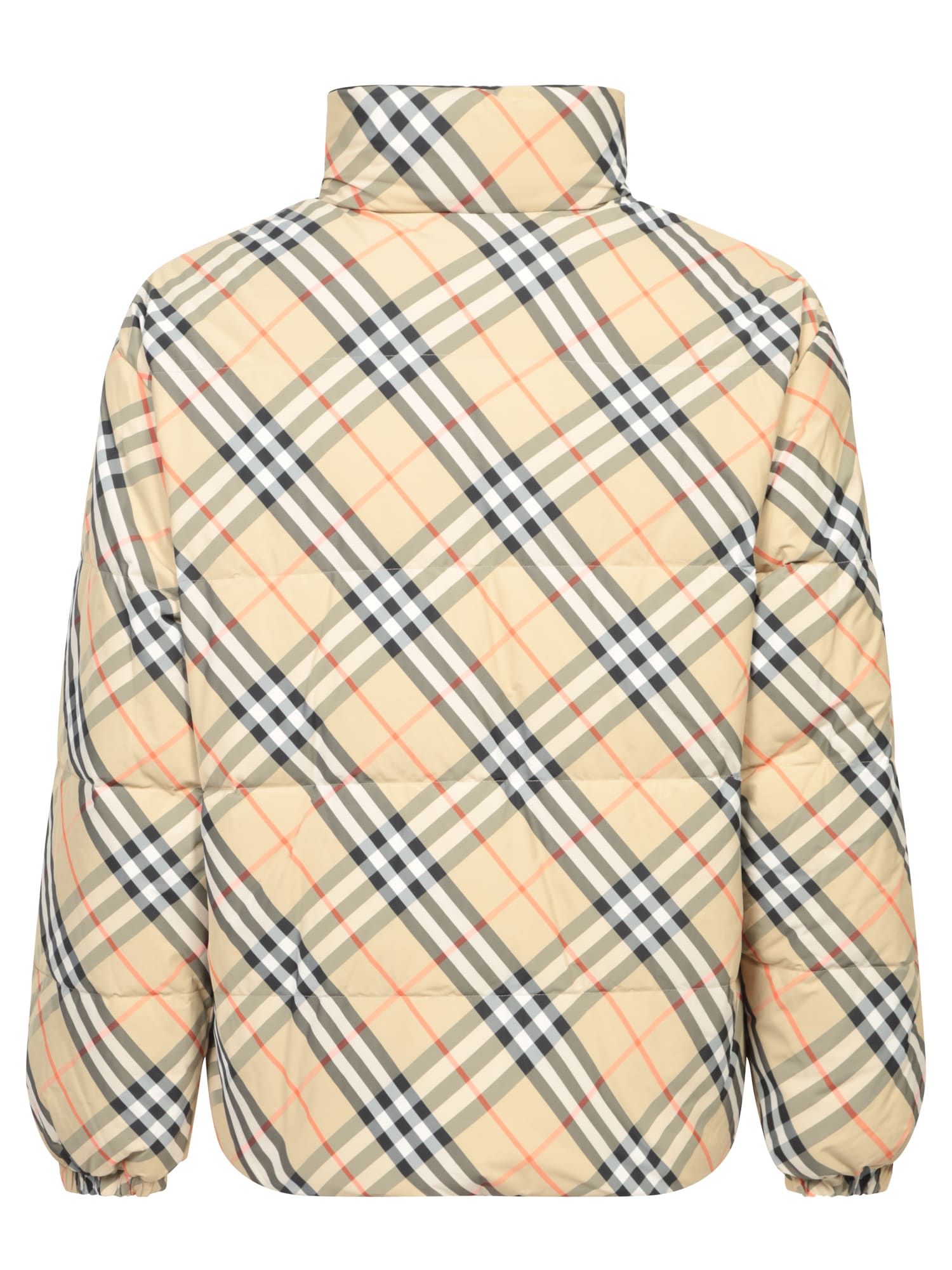 Shop Burberry Hooded Check Beige Jacket