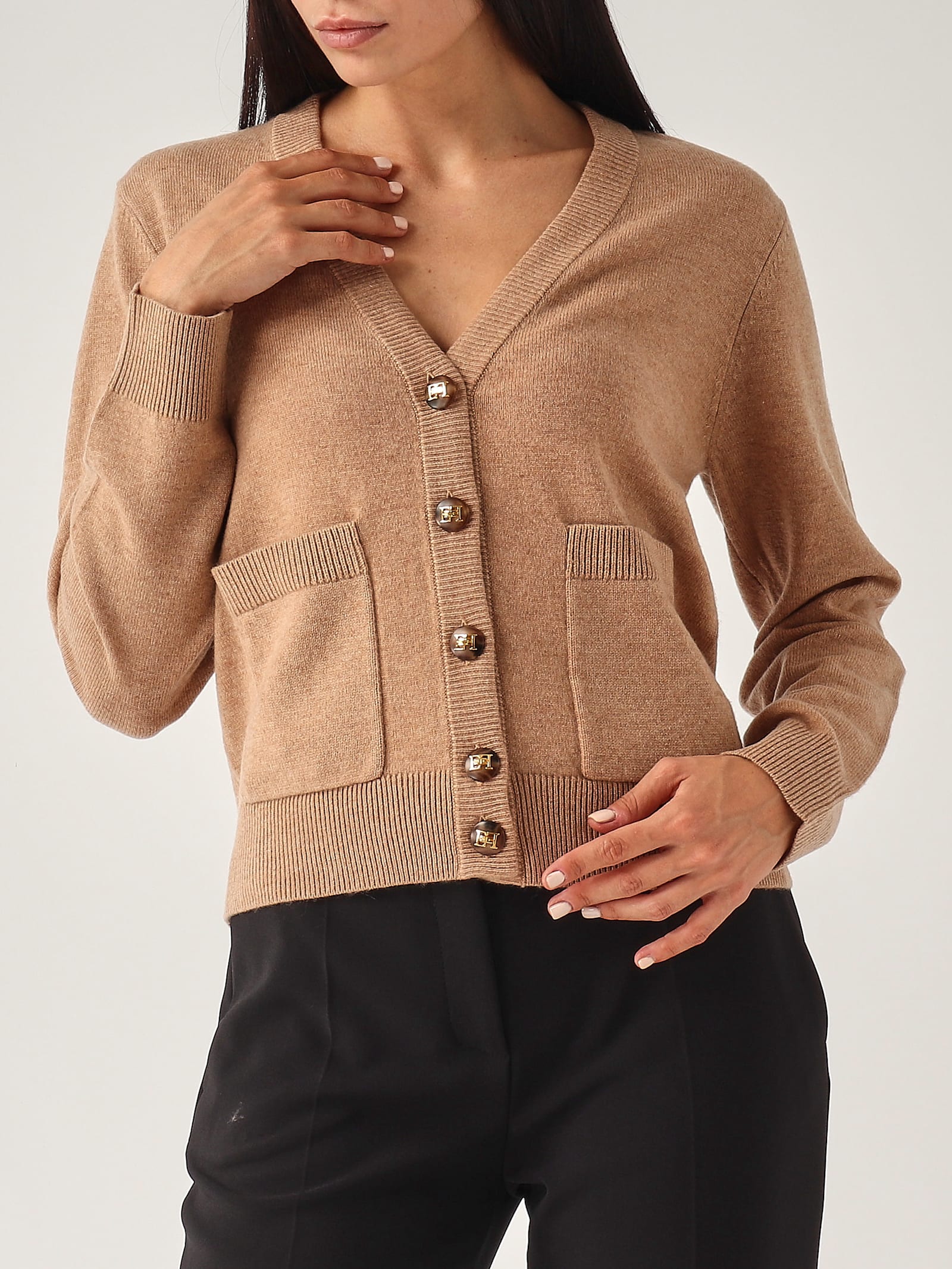 Shop Elisabetta Franchi Wool Sweater In Camel Melange