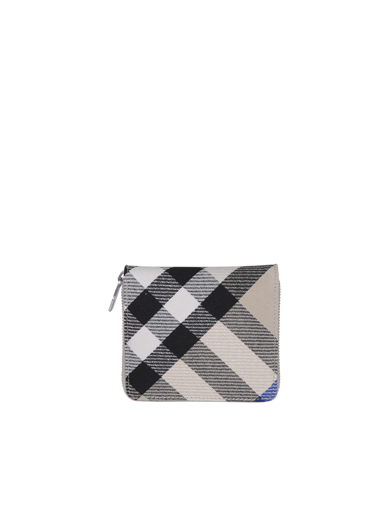 Shop Burberry Ivory Check Zip Wallet In White