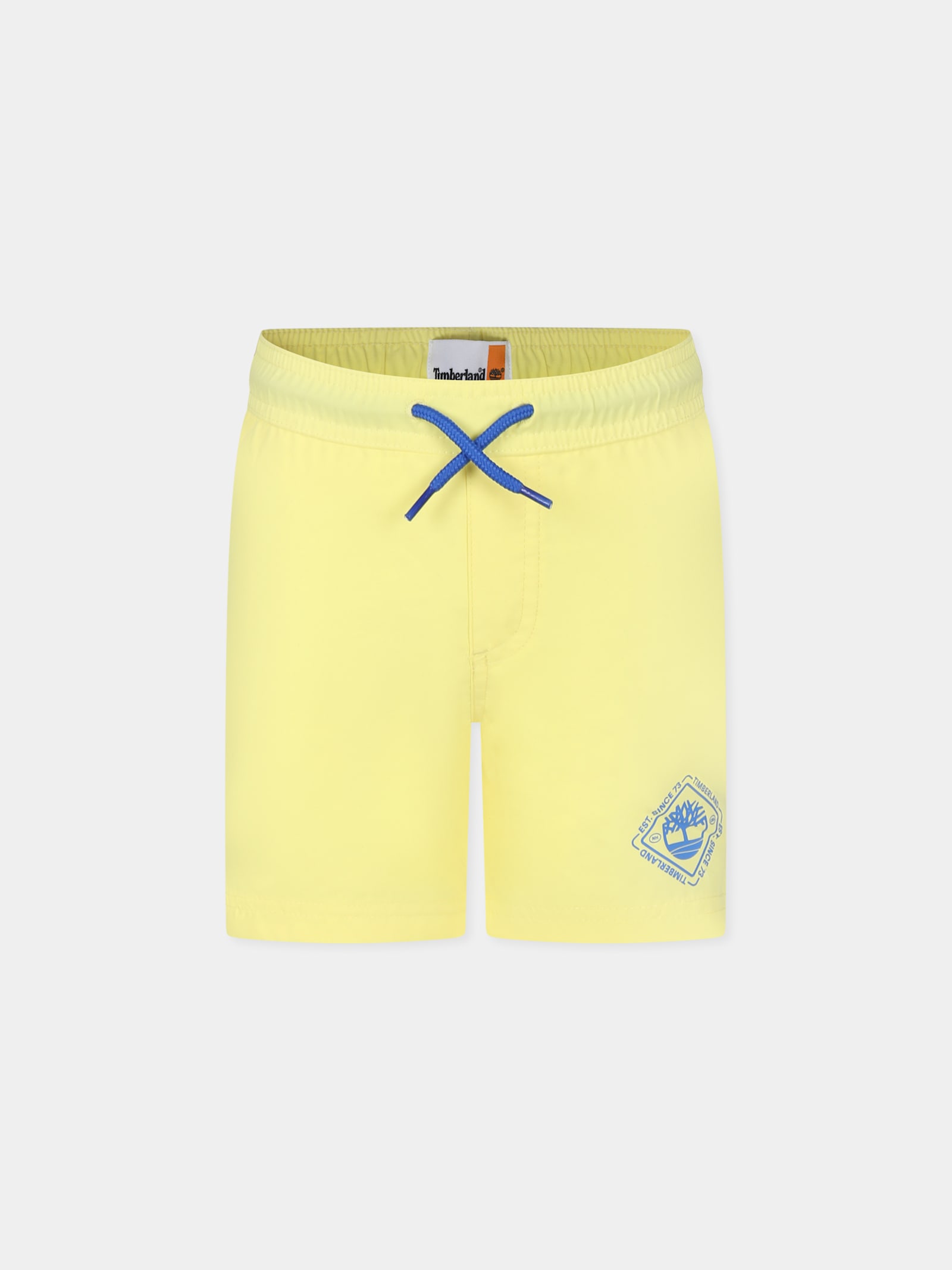 Timberland Yellow Swim Shorts For Boy With Tree In Yellow