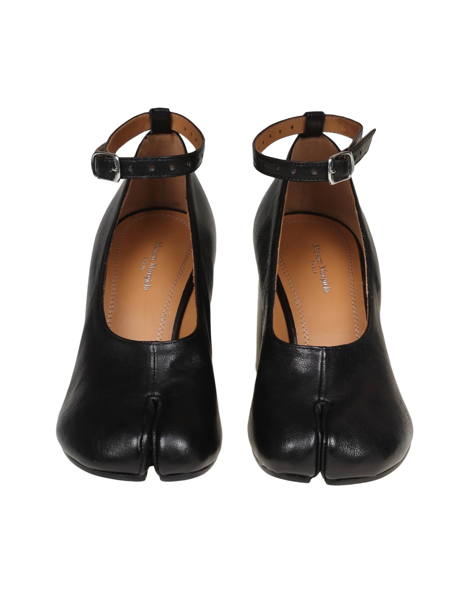 Shop Maison Margiela Tabi Decollete In Black Color Leather In Nero