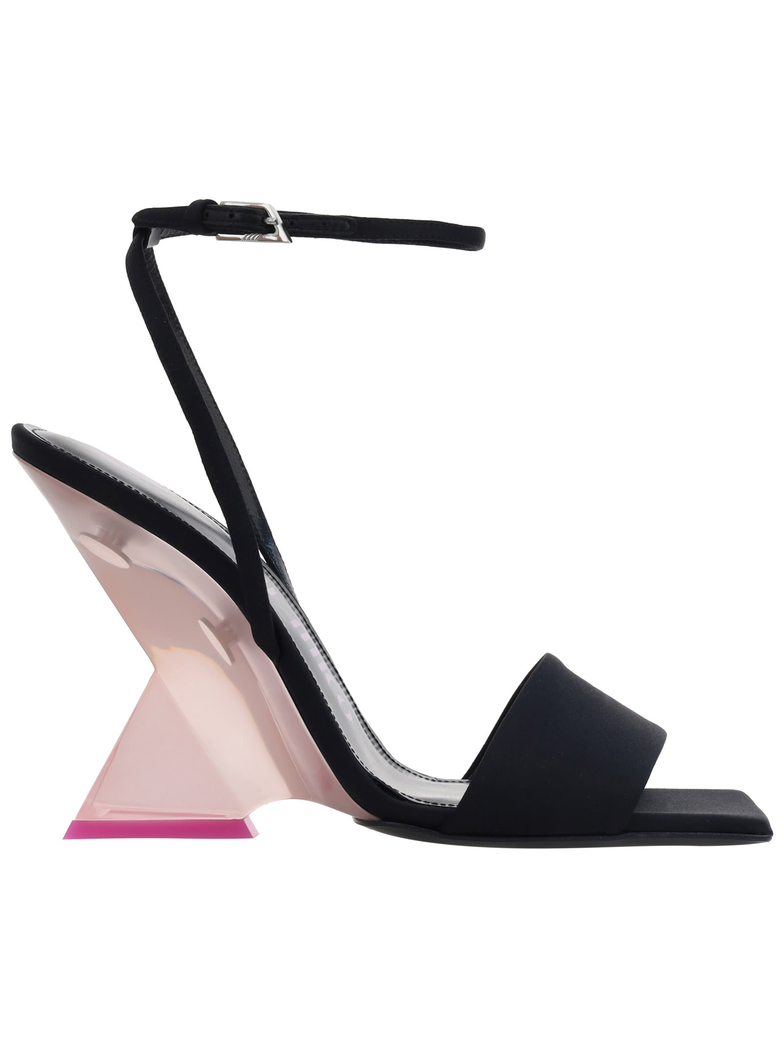 Attico Cheope Satin Sandals In Black