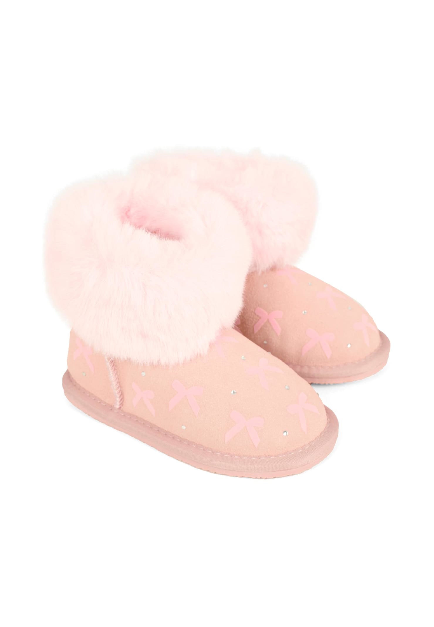 Monnalisa Pink Ankle Boots For Girl With Bow In Pink