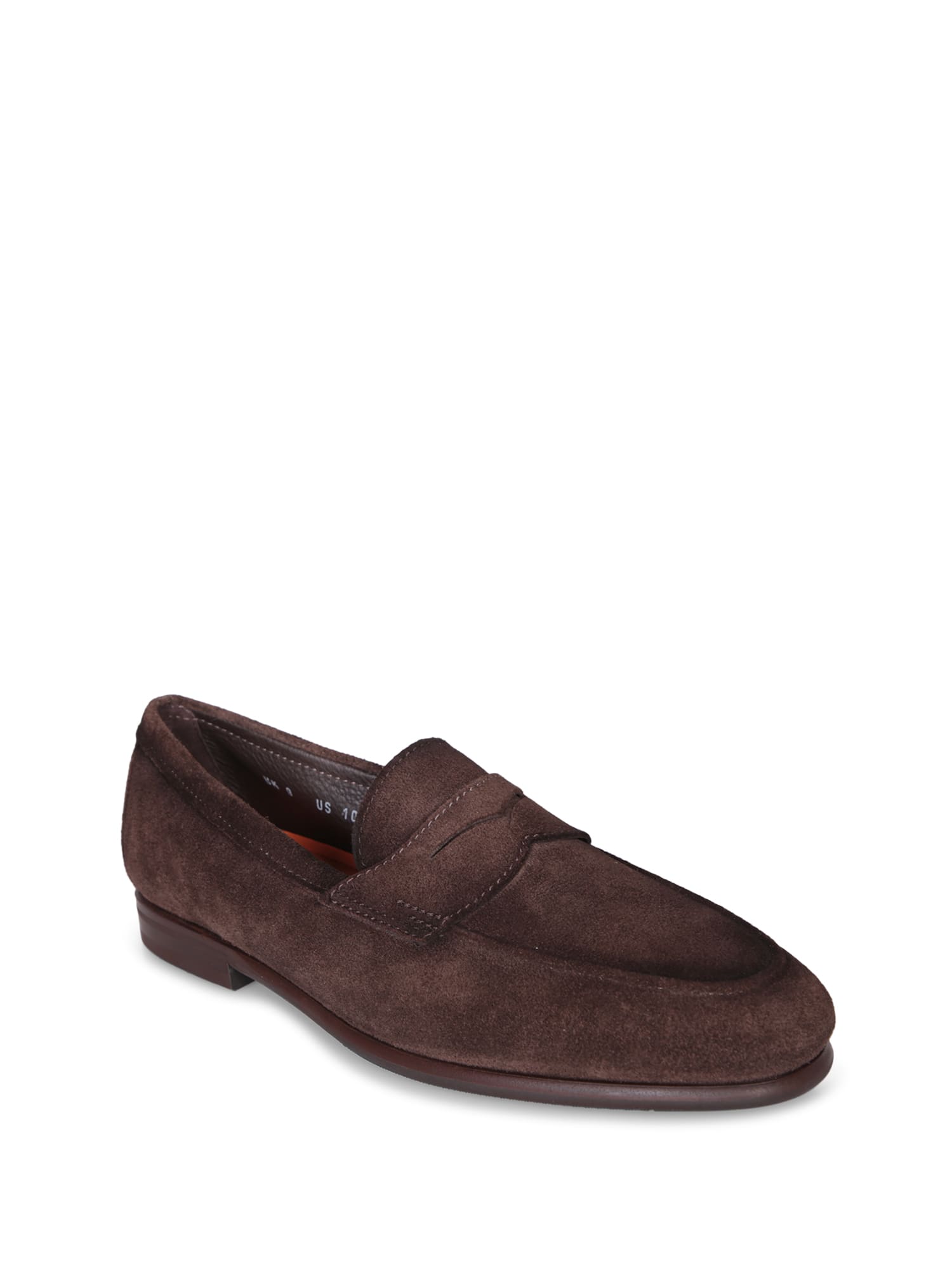 Shop Santoni Carlo Suede Brown Loafers