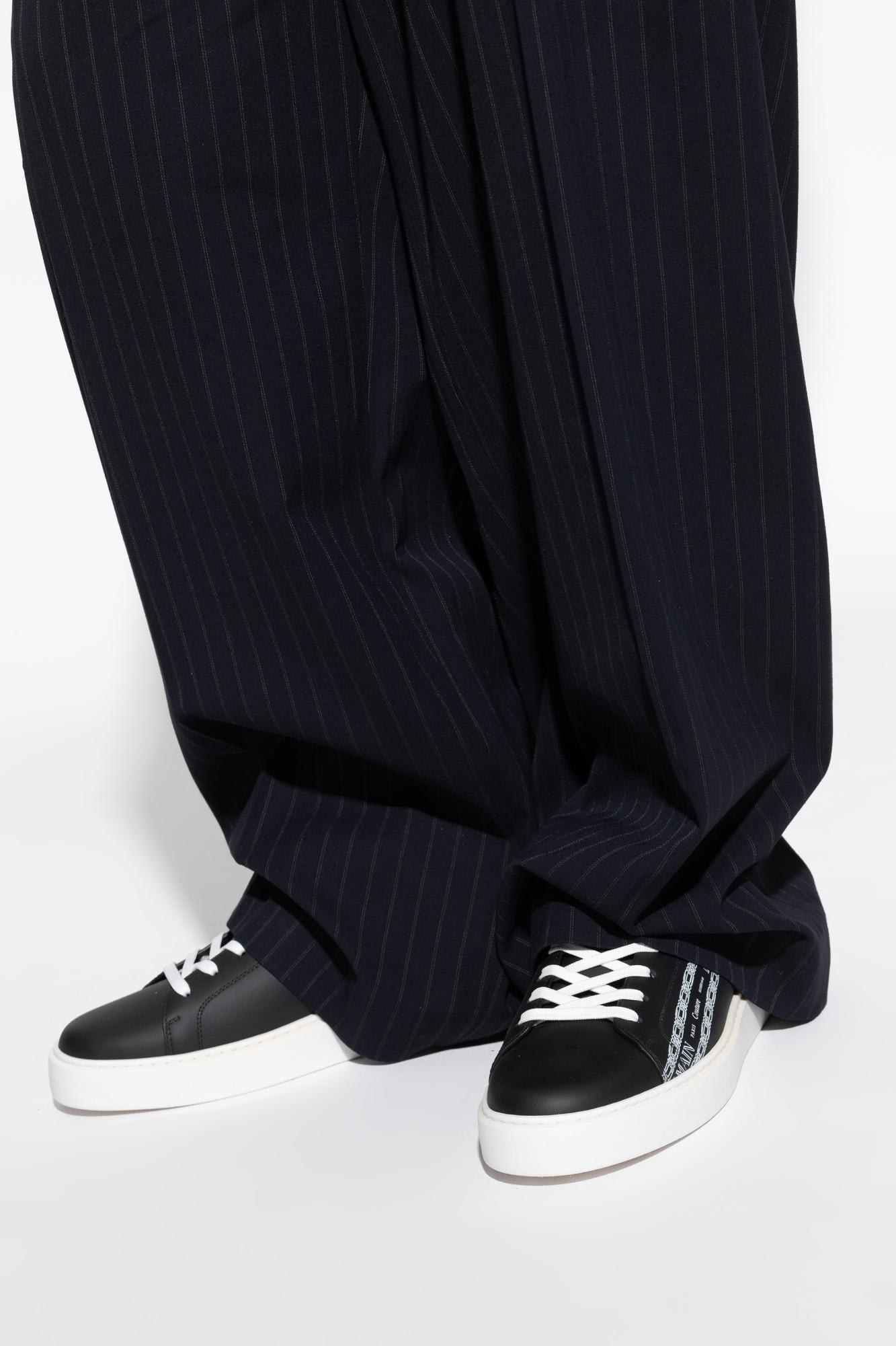 Balmain B-court Printed Calfskin Trainers In Black