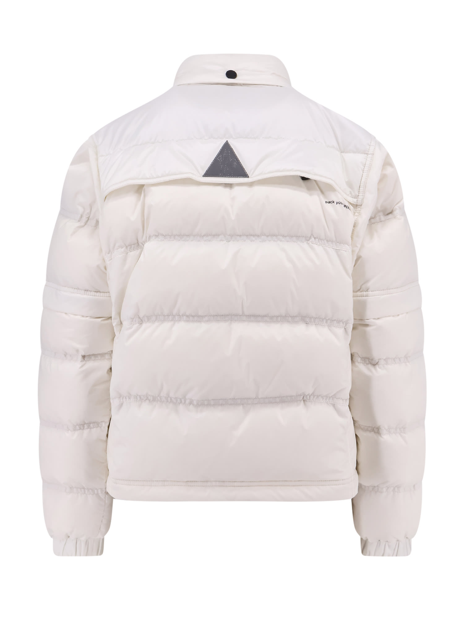 Moncler Grenoble 'mauduit' White Down Jacket With Logo Patch On The Sleeve In Tech Fabric Woman In White