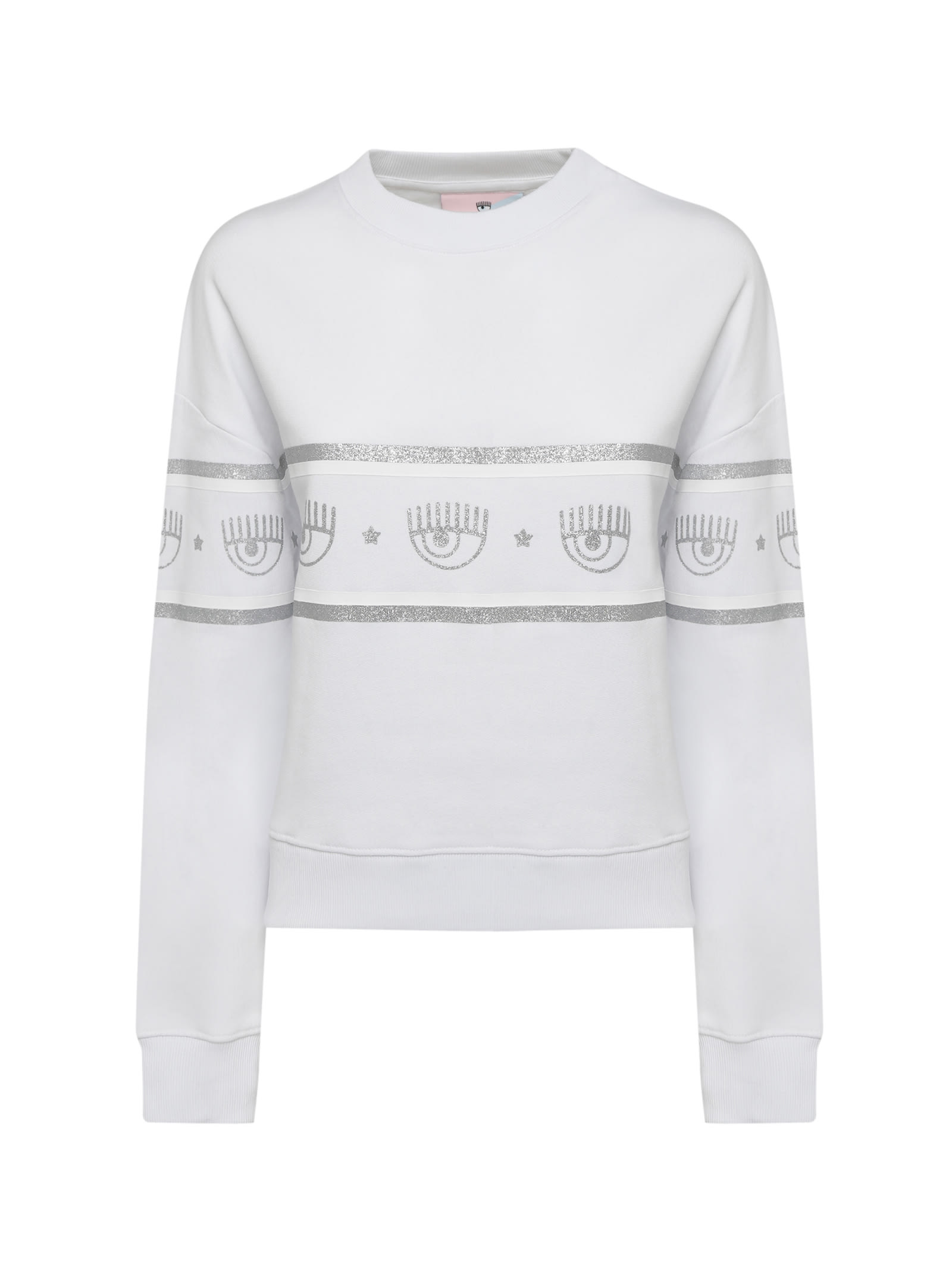 Chiara Ferragni Cotton Sweatshirt With Glitter Logomania