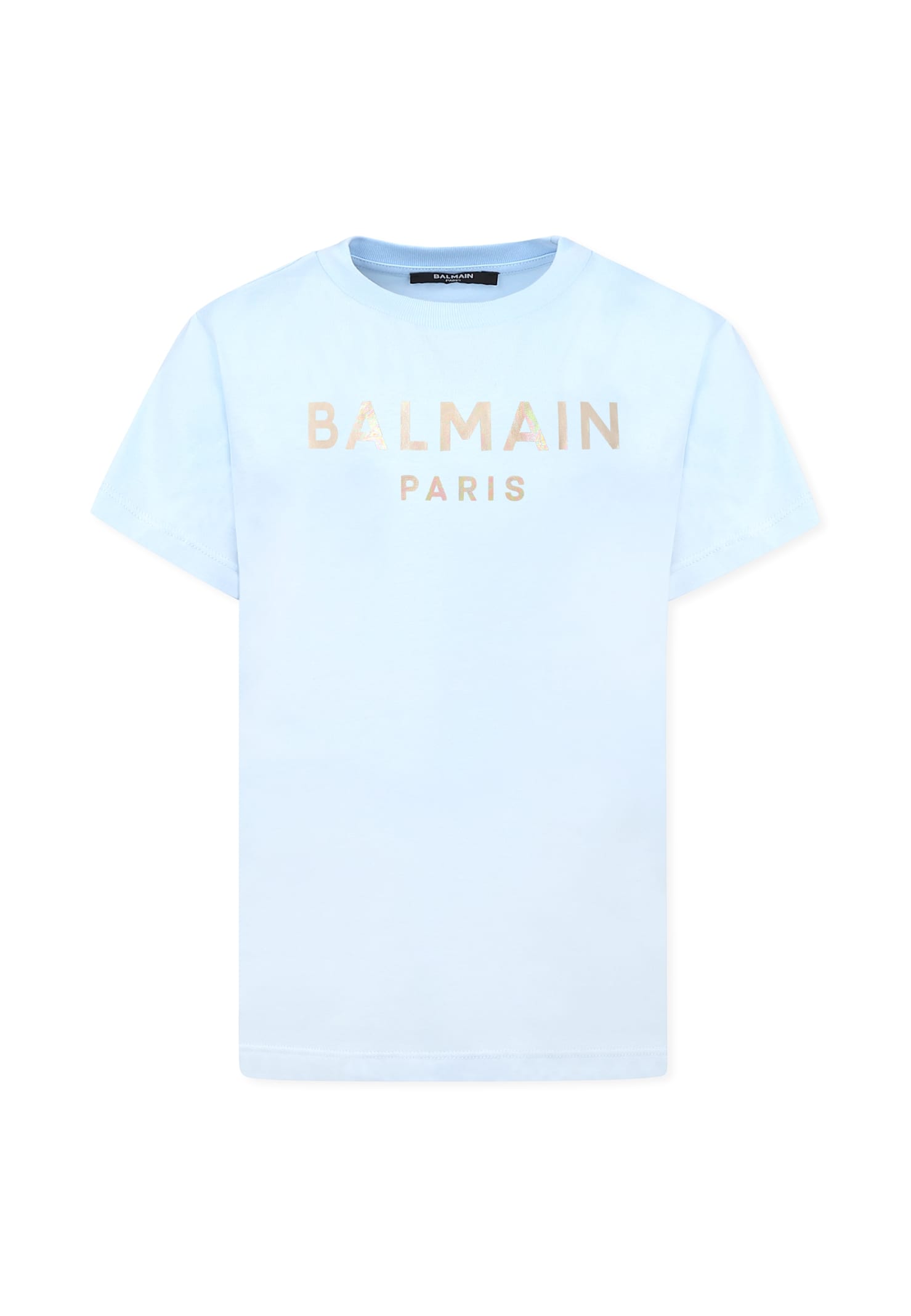 Balmain Light Blue T-shirt For Girl With Logo In Light Blue