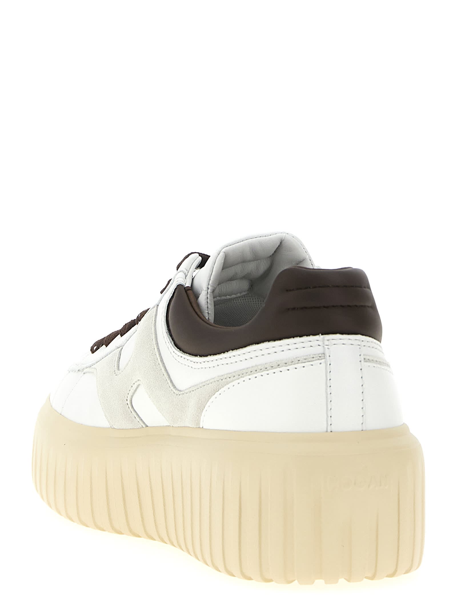 Hogan Striped Sneakers With Padded Collar And Contrasting Sole In White