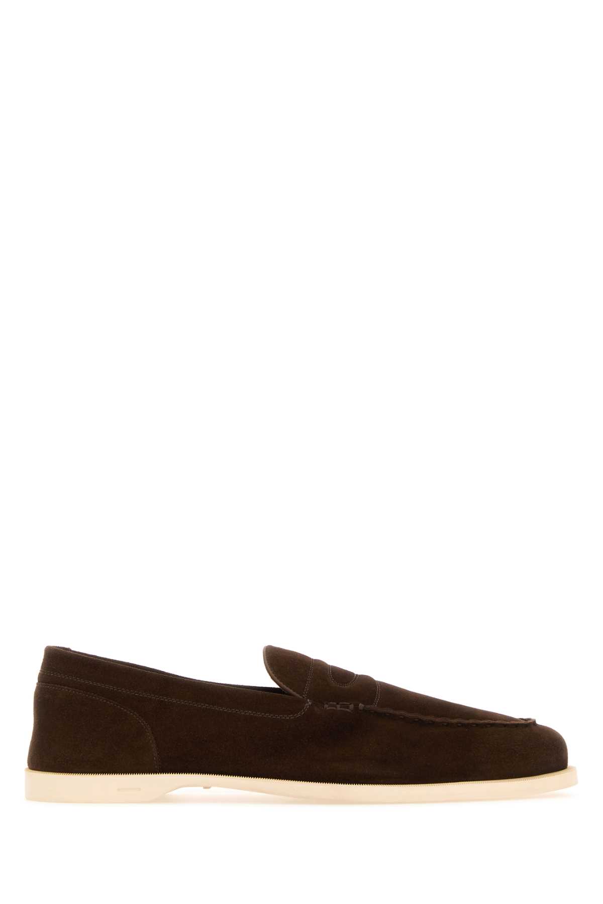John Lobb Chocolate Suede Pace Loafers In 2y