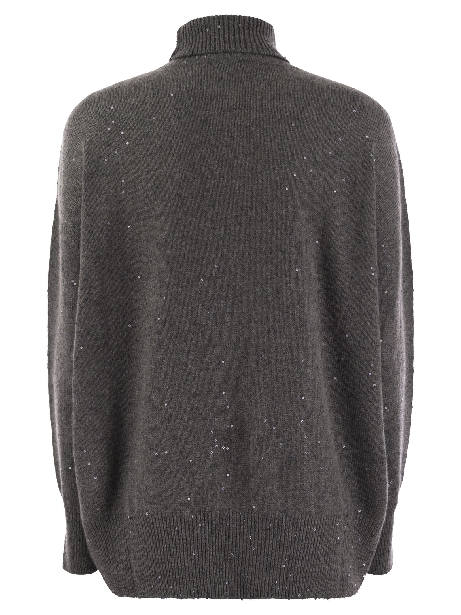 Brunello Cucinelli Sequin-embellished Roll-neck Jumper In Plum