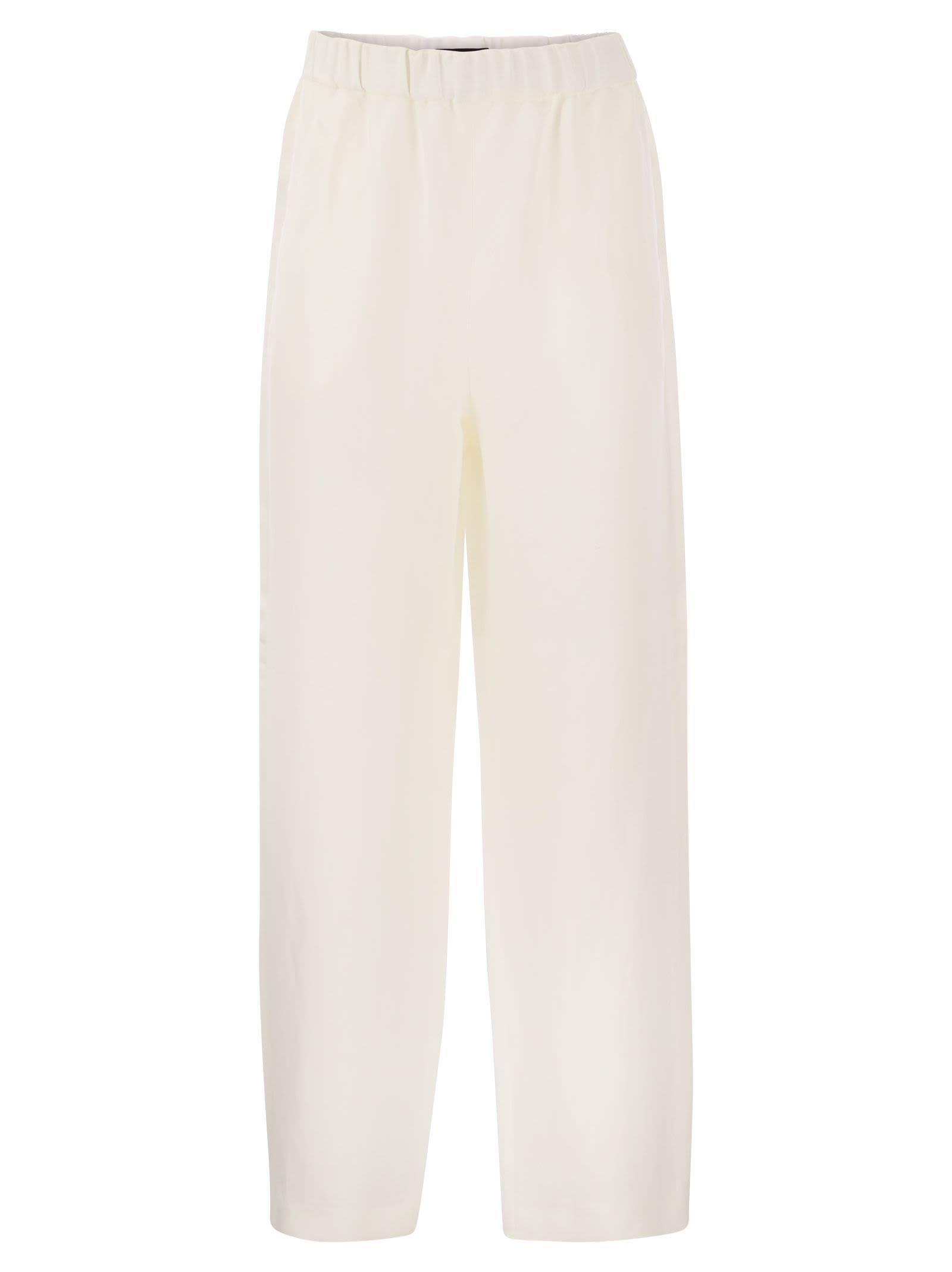 Shop Fabiana Filippi Viscose And Linen Jogging Trousers  In White