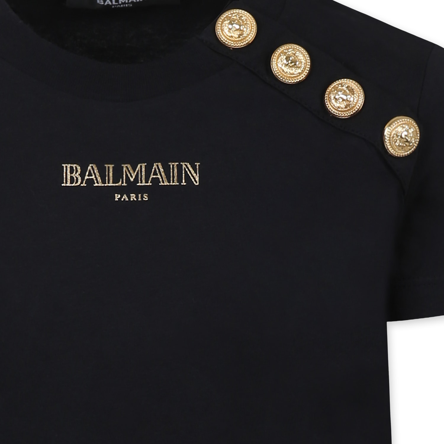 Balmain Black T-shirt For Kids With Logo In Black